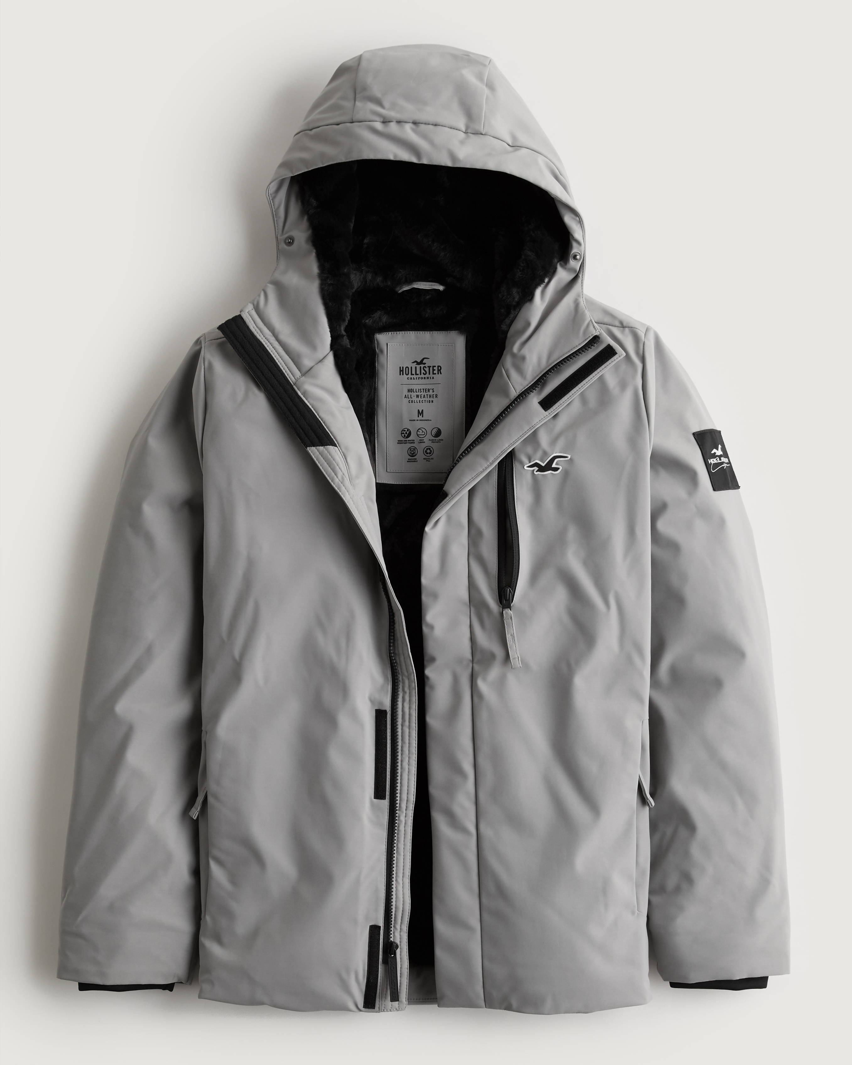 Hollister All- Weather Jacket Men's medium Gray to - Depop