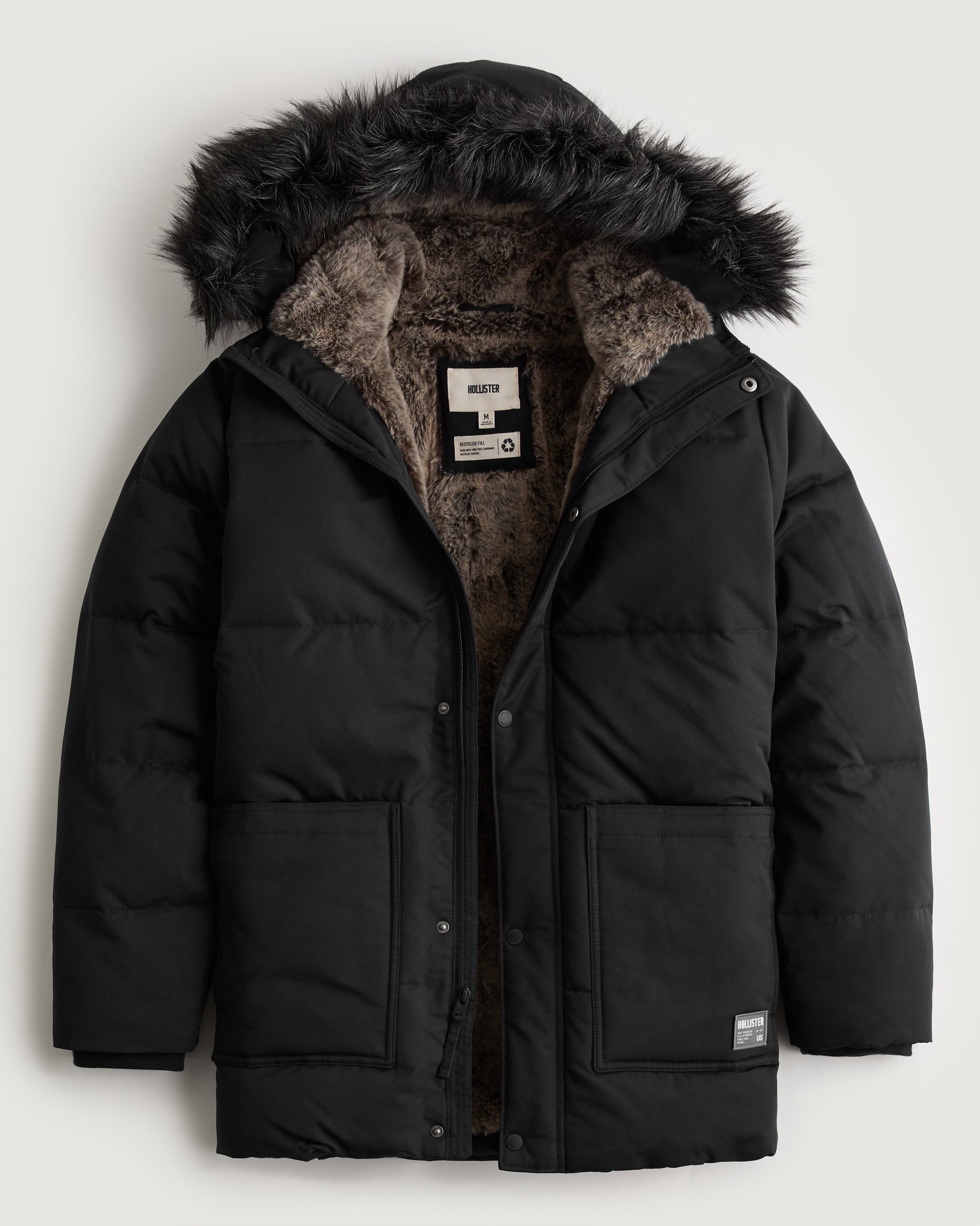 Jackets & Coats  Hollister Co. Mens Faux Fur-Lined Hooded Puffer