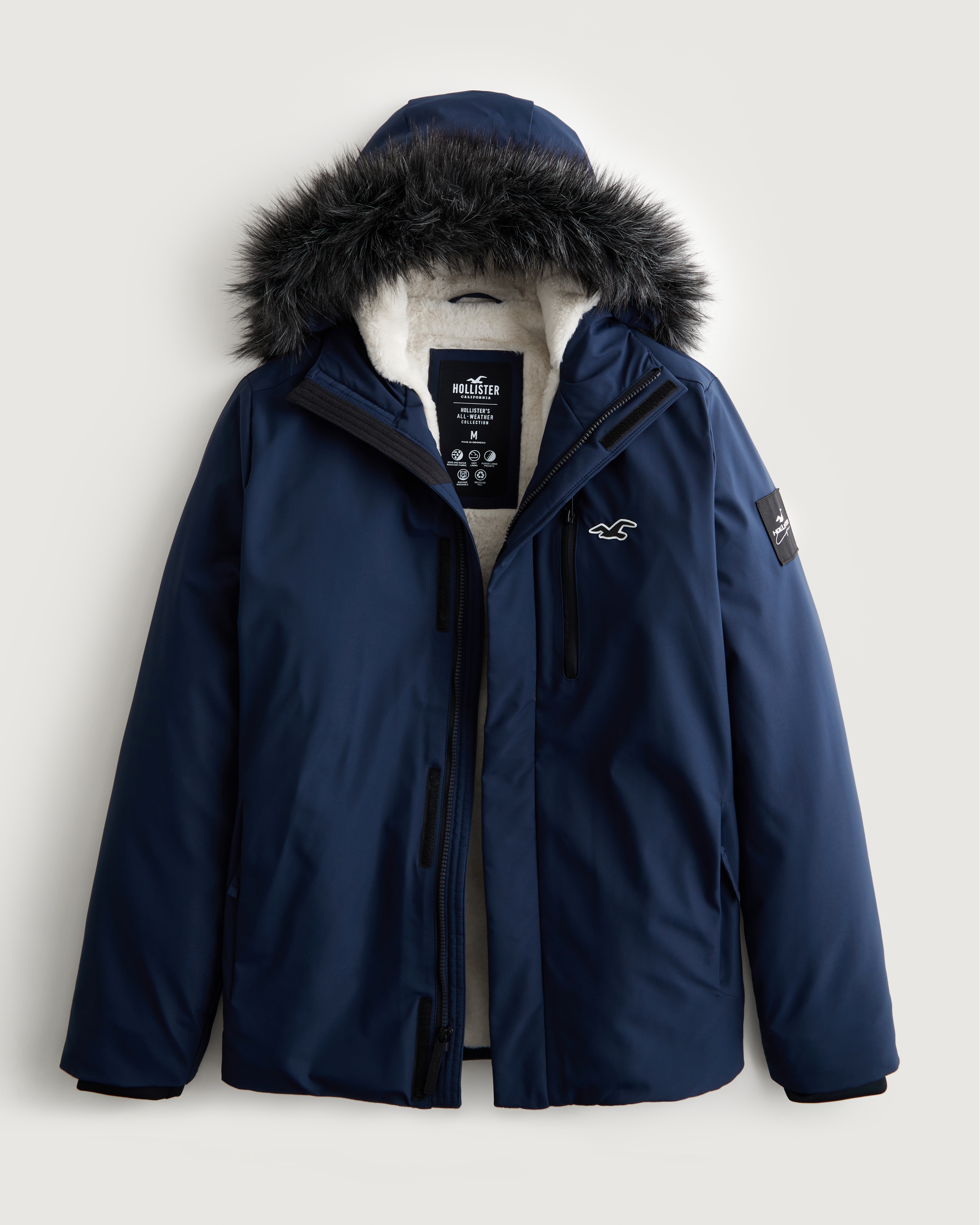 Hollister Hollister Faux Fur-Lined All-Weather Winter Jacket 120.00