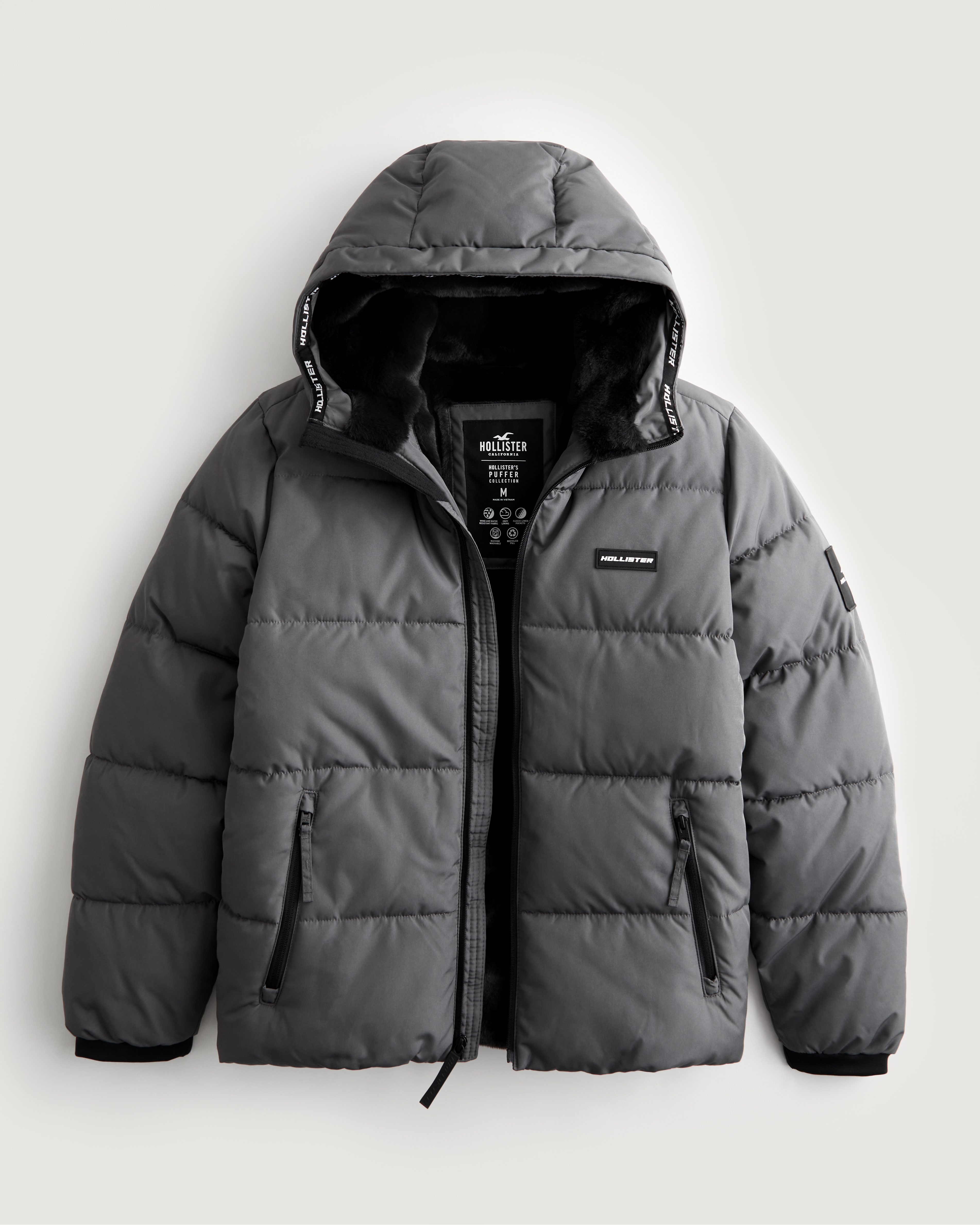 Men's Faux FurLined Hooded Puffer Jacket Men's Jackets & Coats