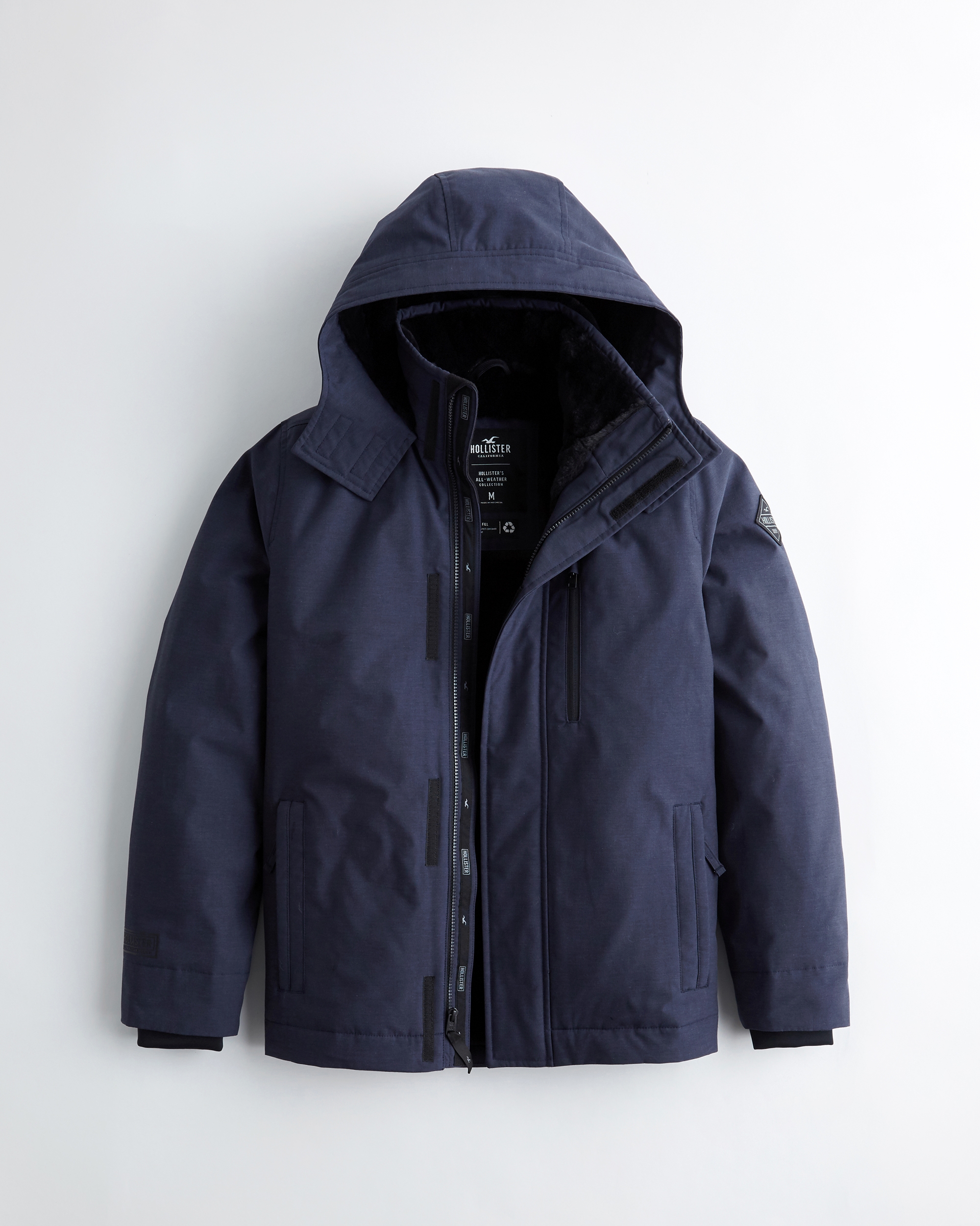 hollister jacket fur hood