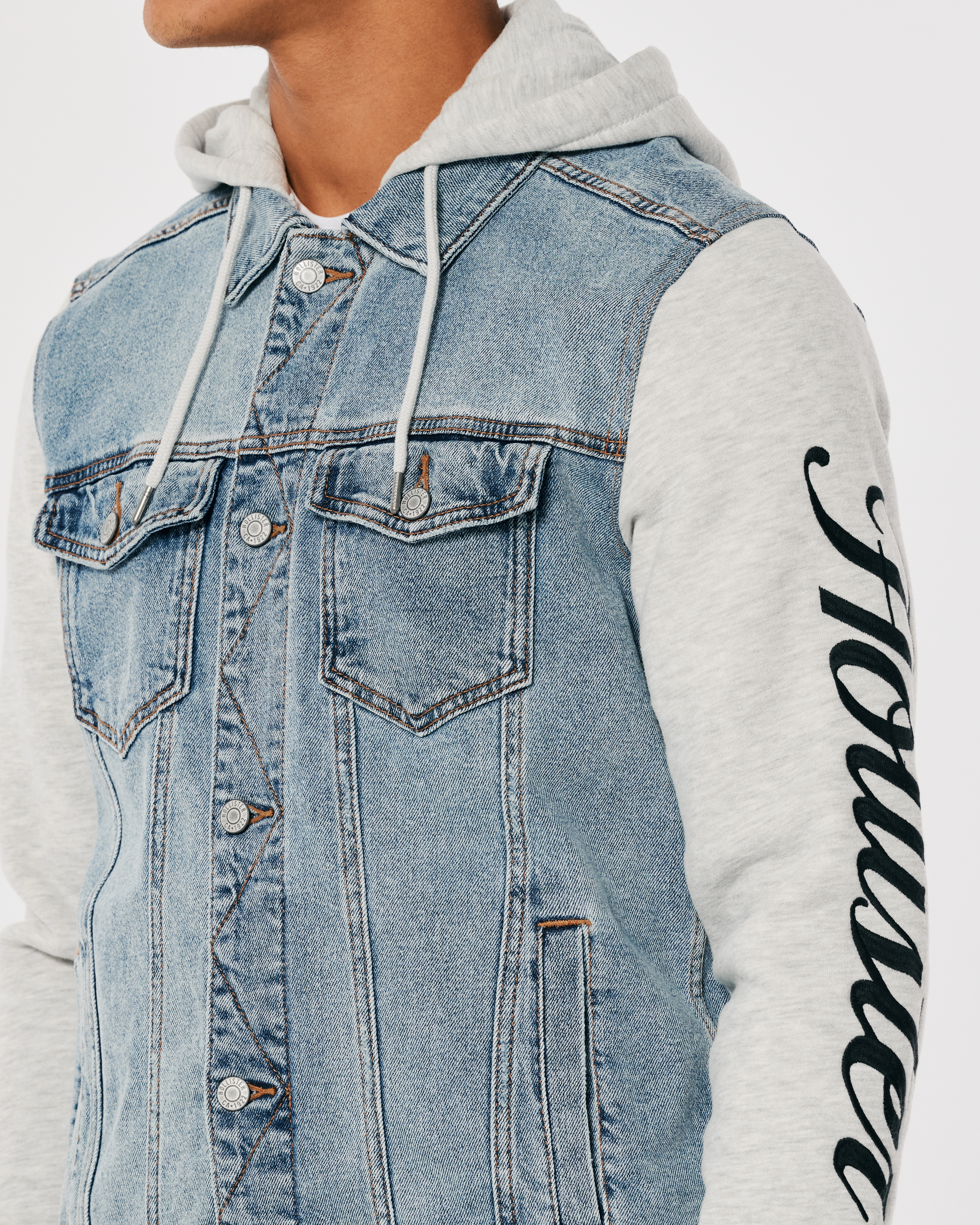 Hollister jean jacket deals with hood