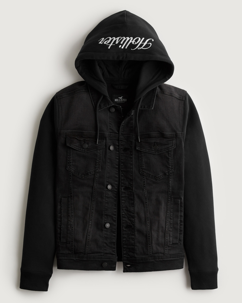 Hollister logo hooded store denim jacket