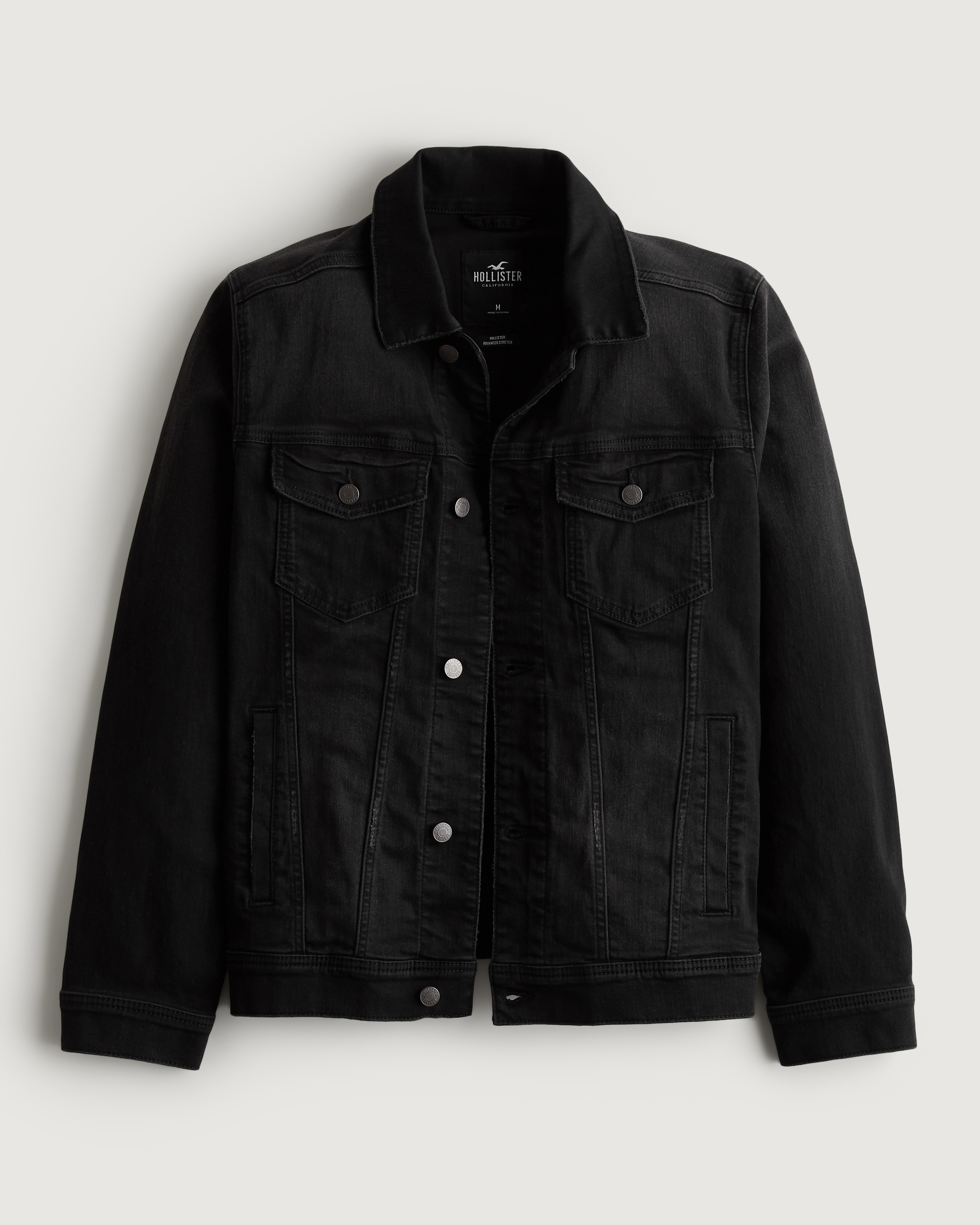 Black Lightweight Denim Trucker Jacket