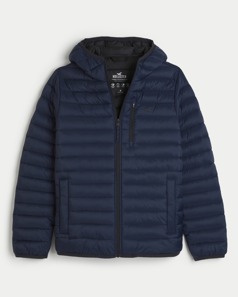 Hollister blue clearance puffer jacket