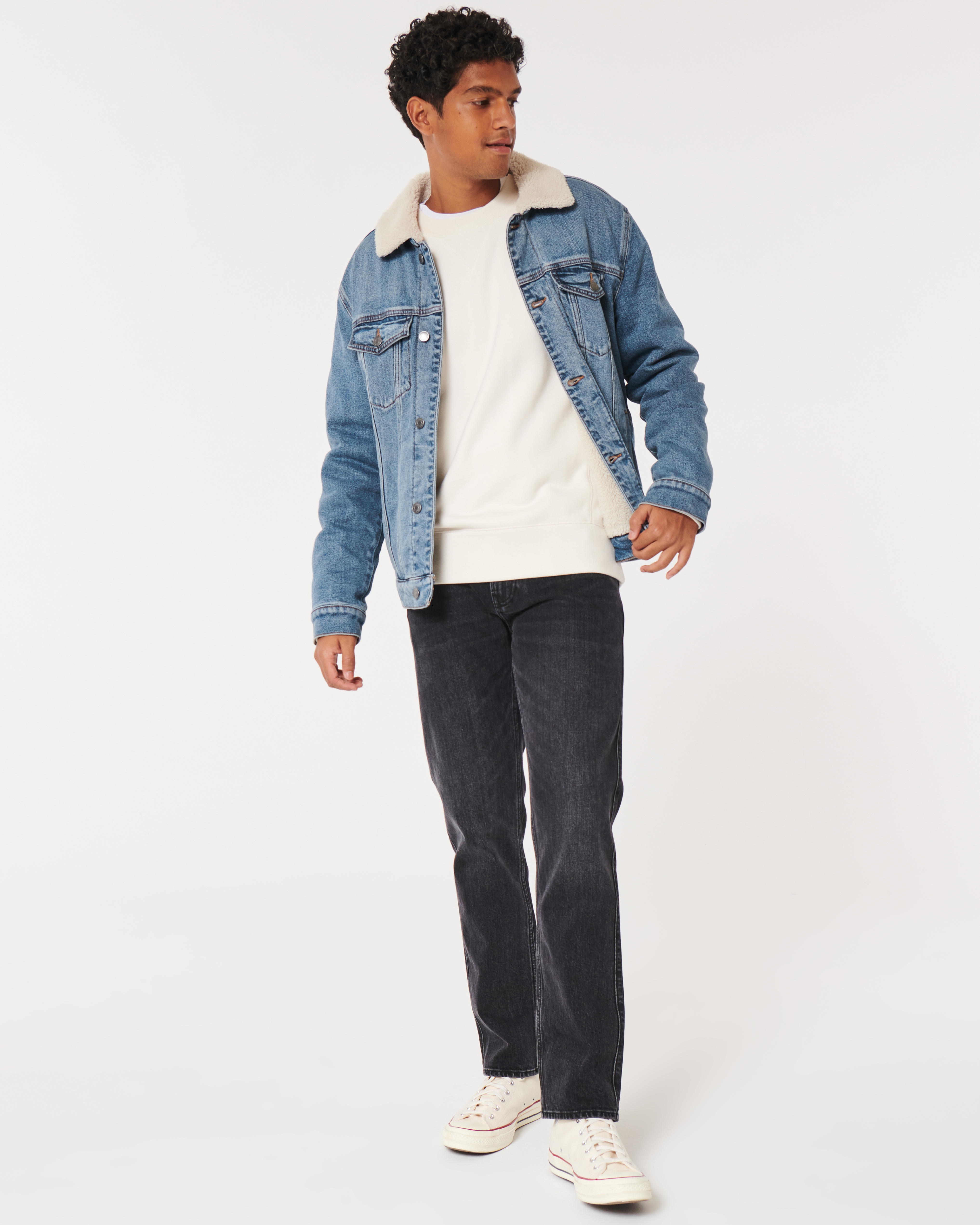 Sherpa lined denim on sale coat