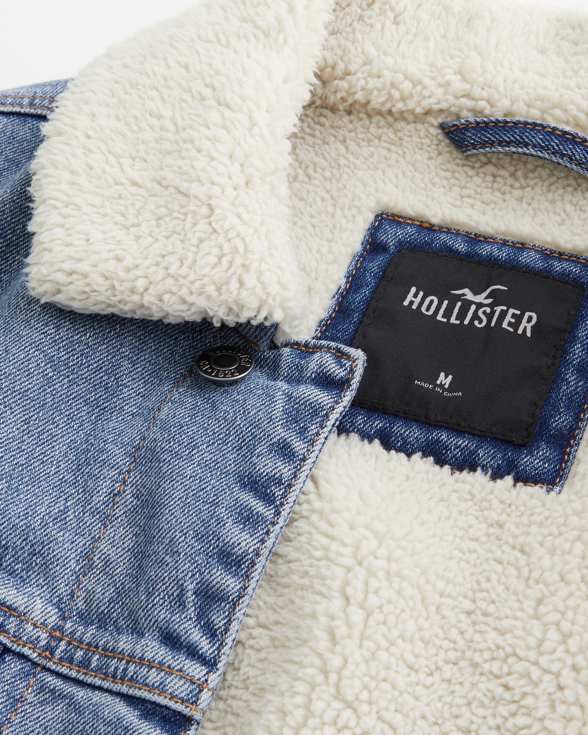 Sherpa lined denim jacket on sale hollister