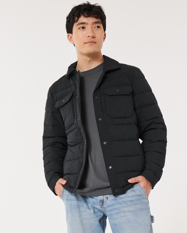 Quilted Shirt Jacket, Black