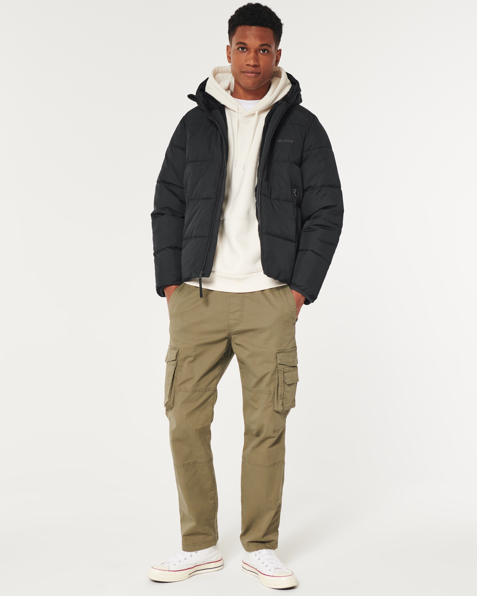 mens puffer jacket hollister