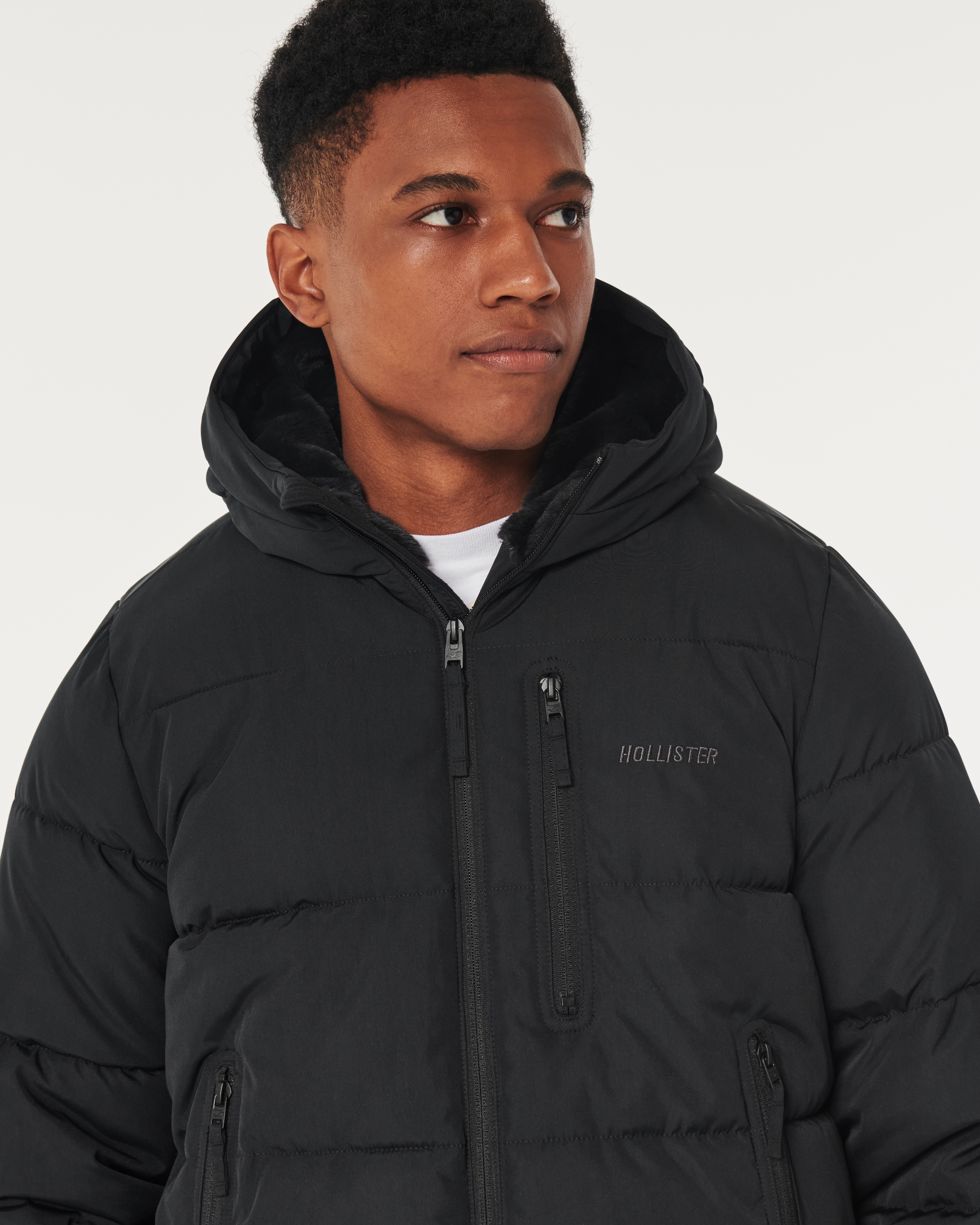 Hollister sherpa lined puffer jacket outlet mens