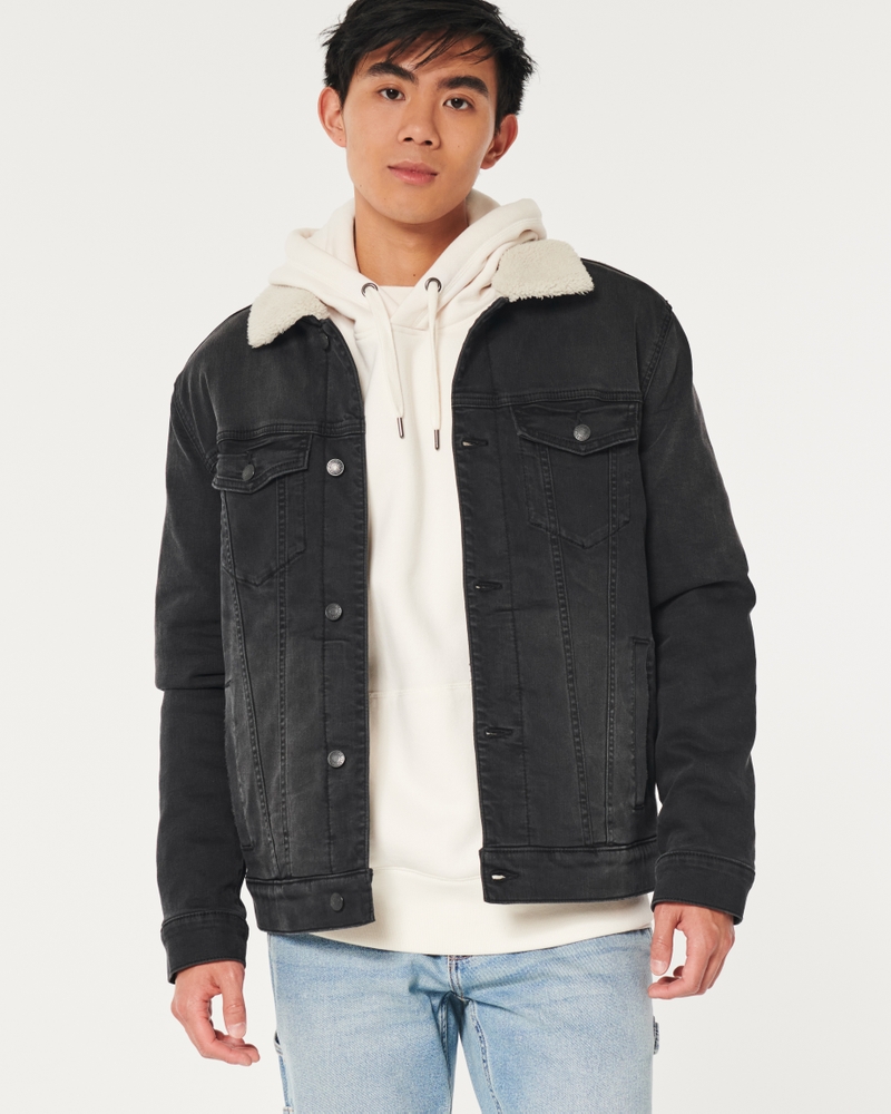 Faux Shearling-Lined Denim Trucker Jacket