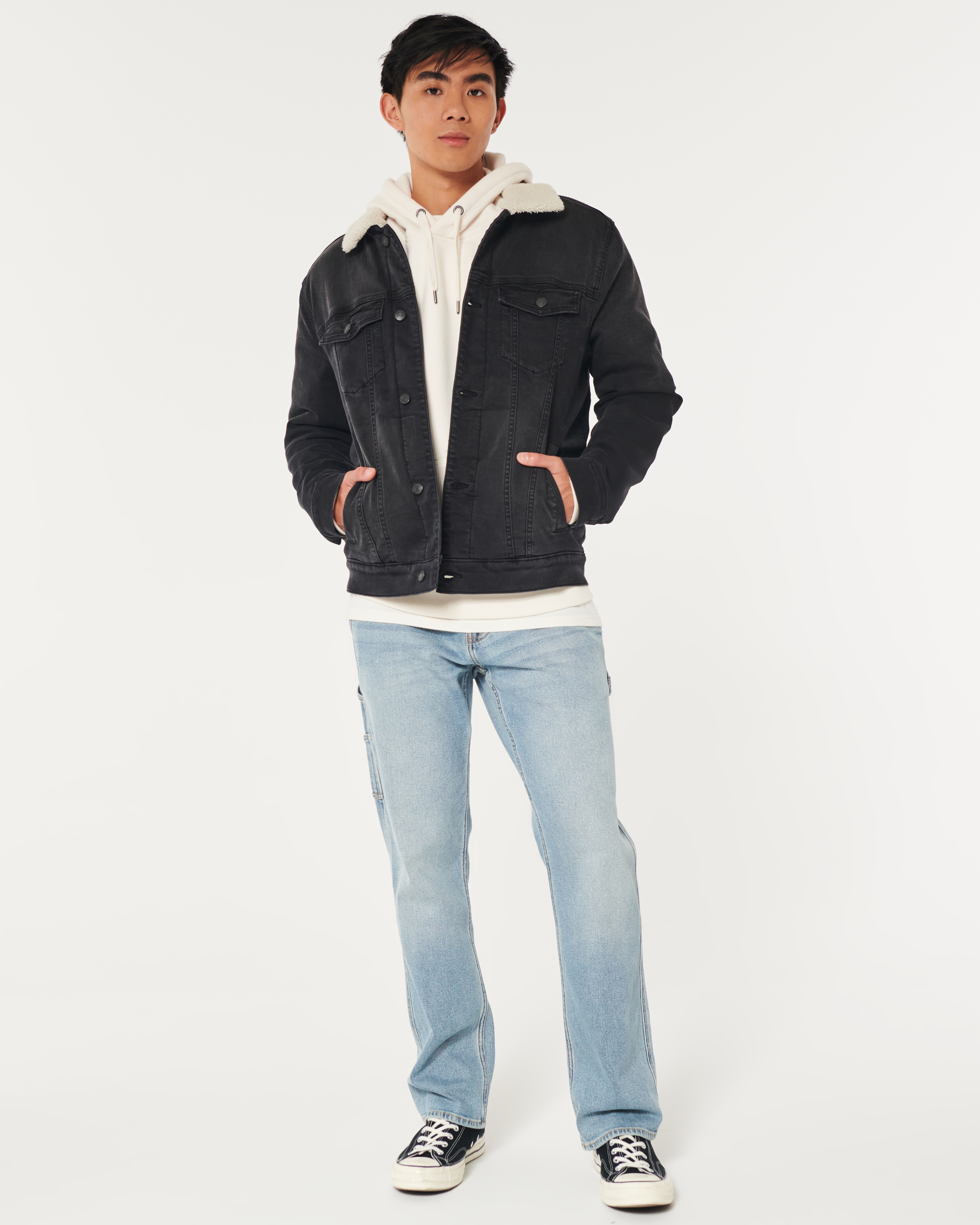 Sherpa lined denim jacket on sale hollister