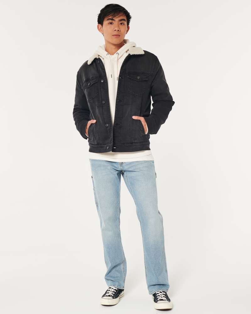 Faux Shearling-Lined Denim Trucker Jacket