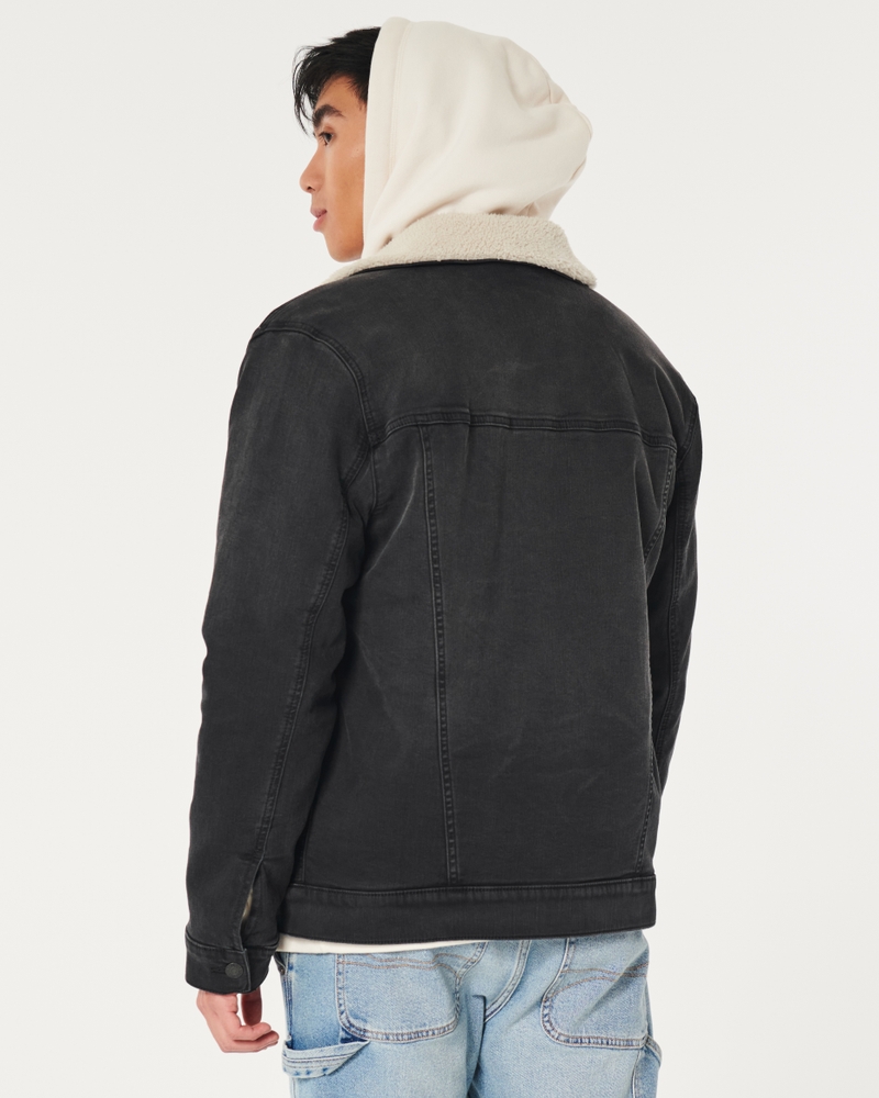 Faux Shearling-Lined Denim Trucker Jacket