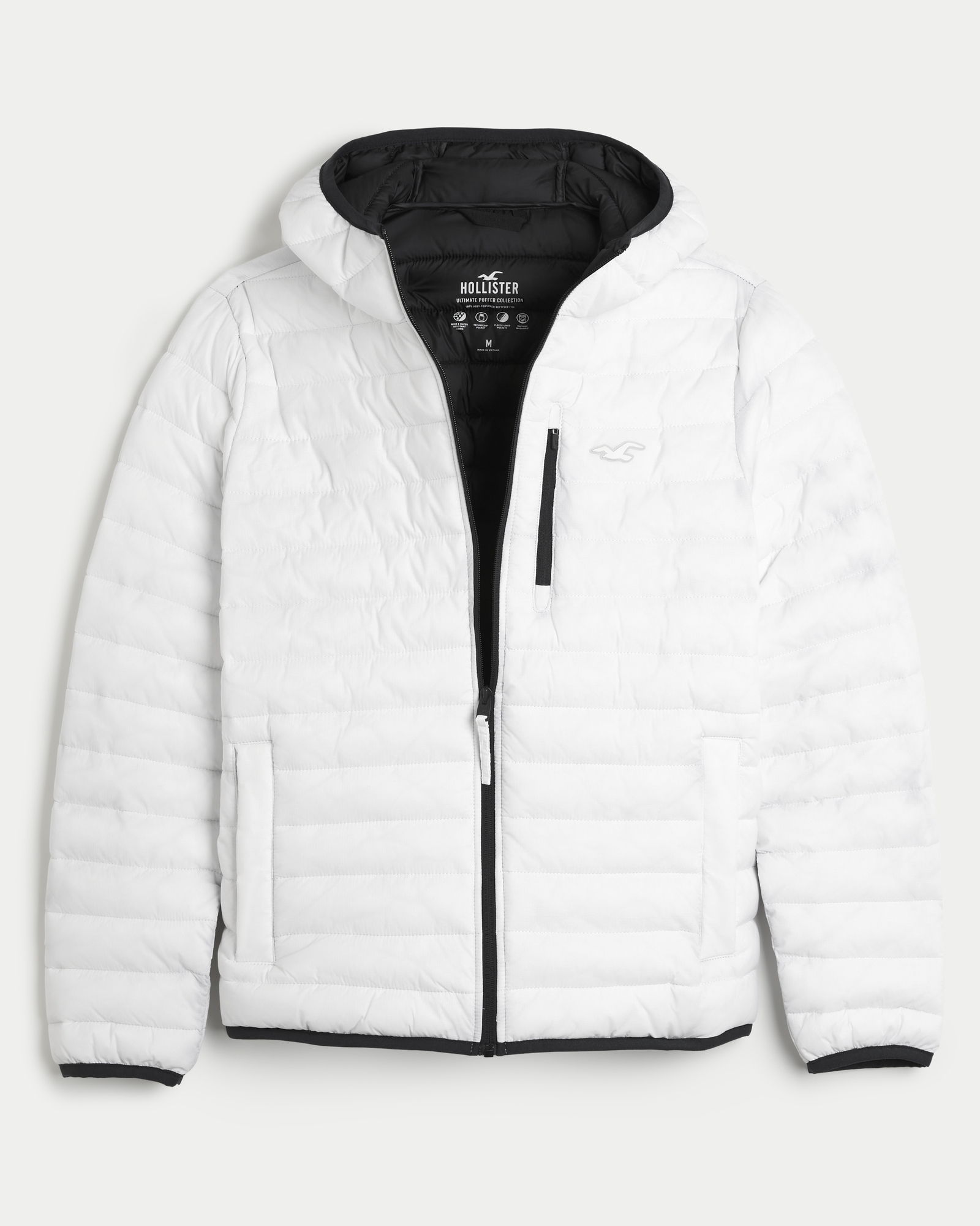 Hollister Puffer Jacket White - Sherpa-Lined Women's Size Medium BRAND  NEW!!