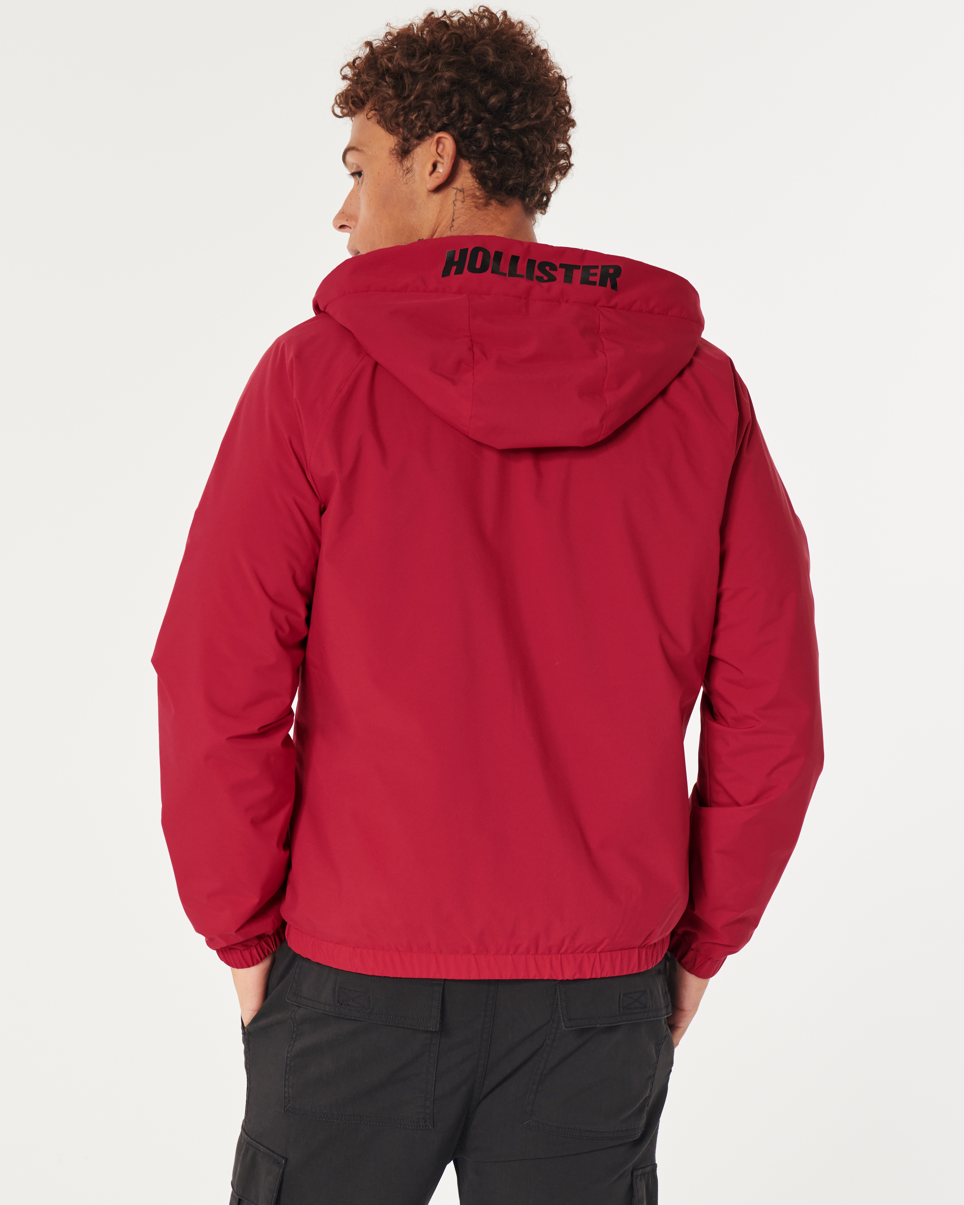 Hollister red and black windbreaker on sale