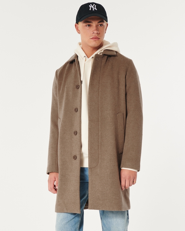 Wool Blend Coat, Light Khaki
