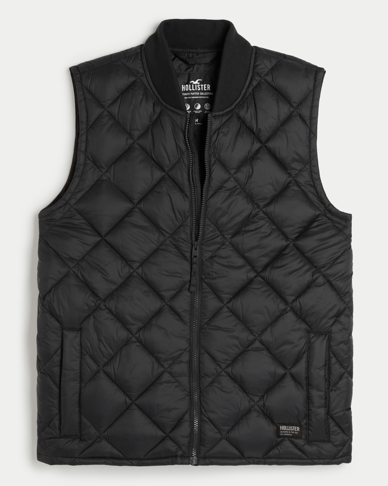 Black quilted puffer vest hotsell