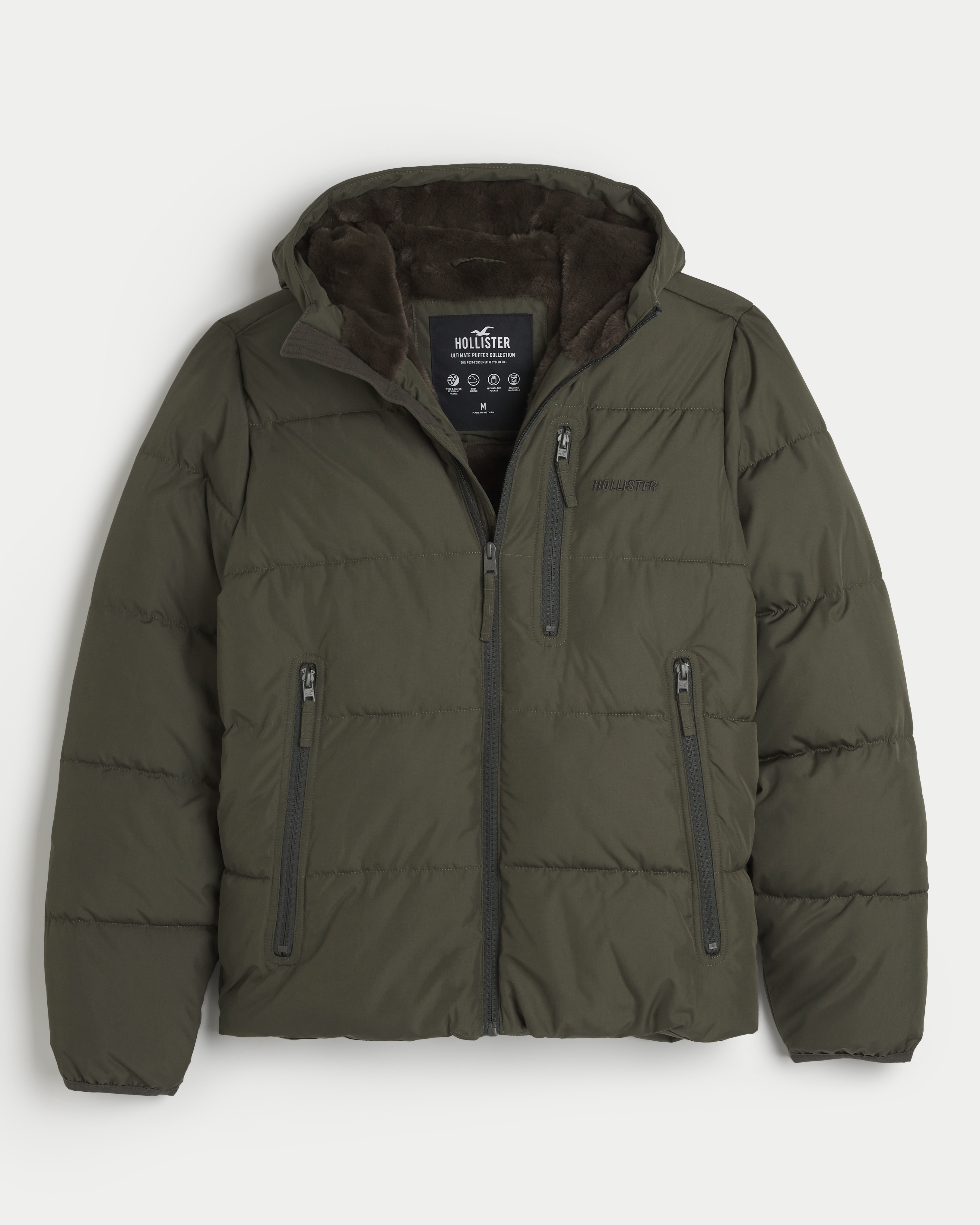 Hollister recycled fill mockneck puffer jacket online