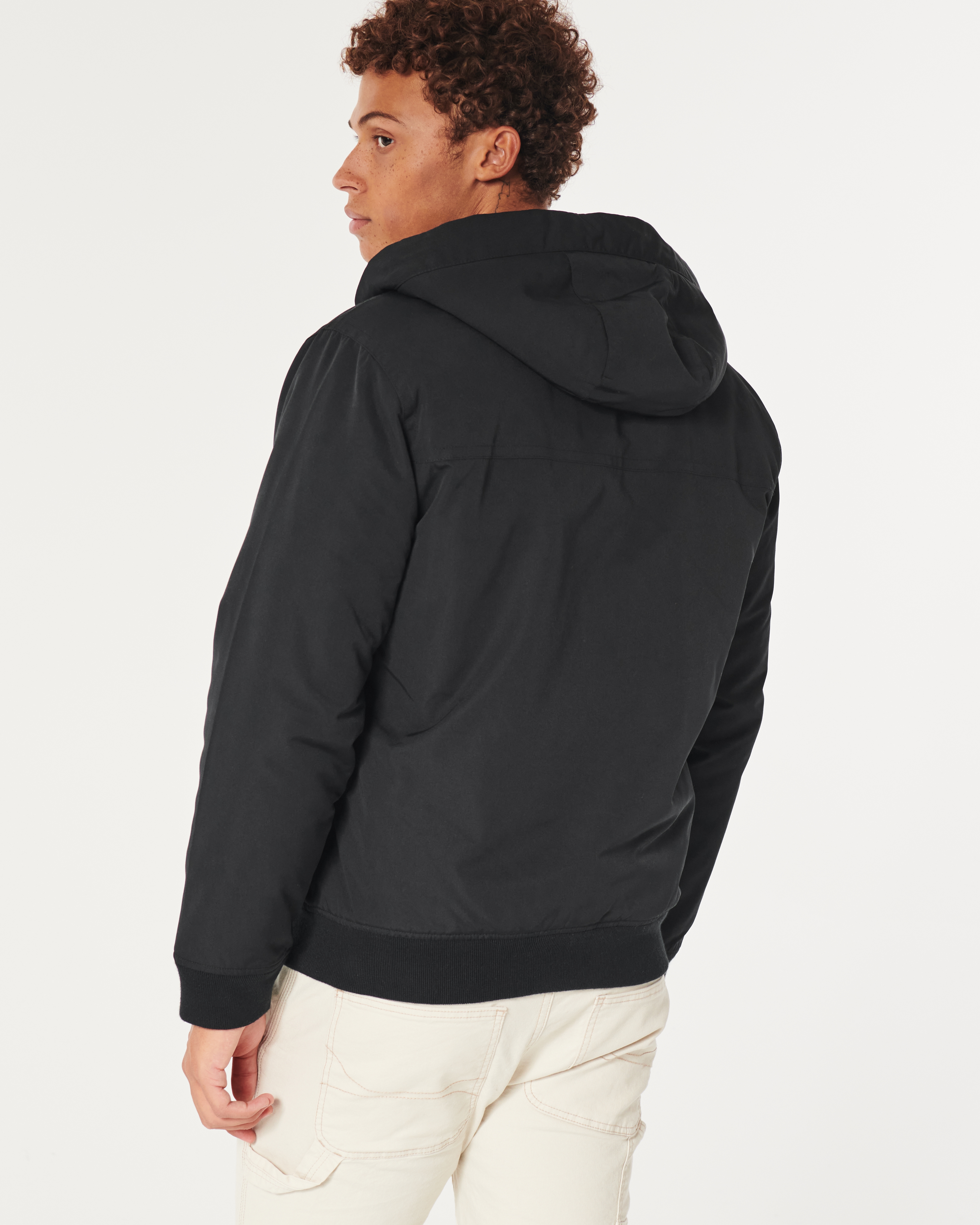 Hollister Faux Fur-lined All-weather Bomber Jacket in Black