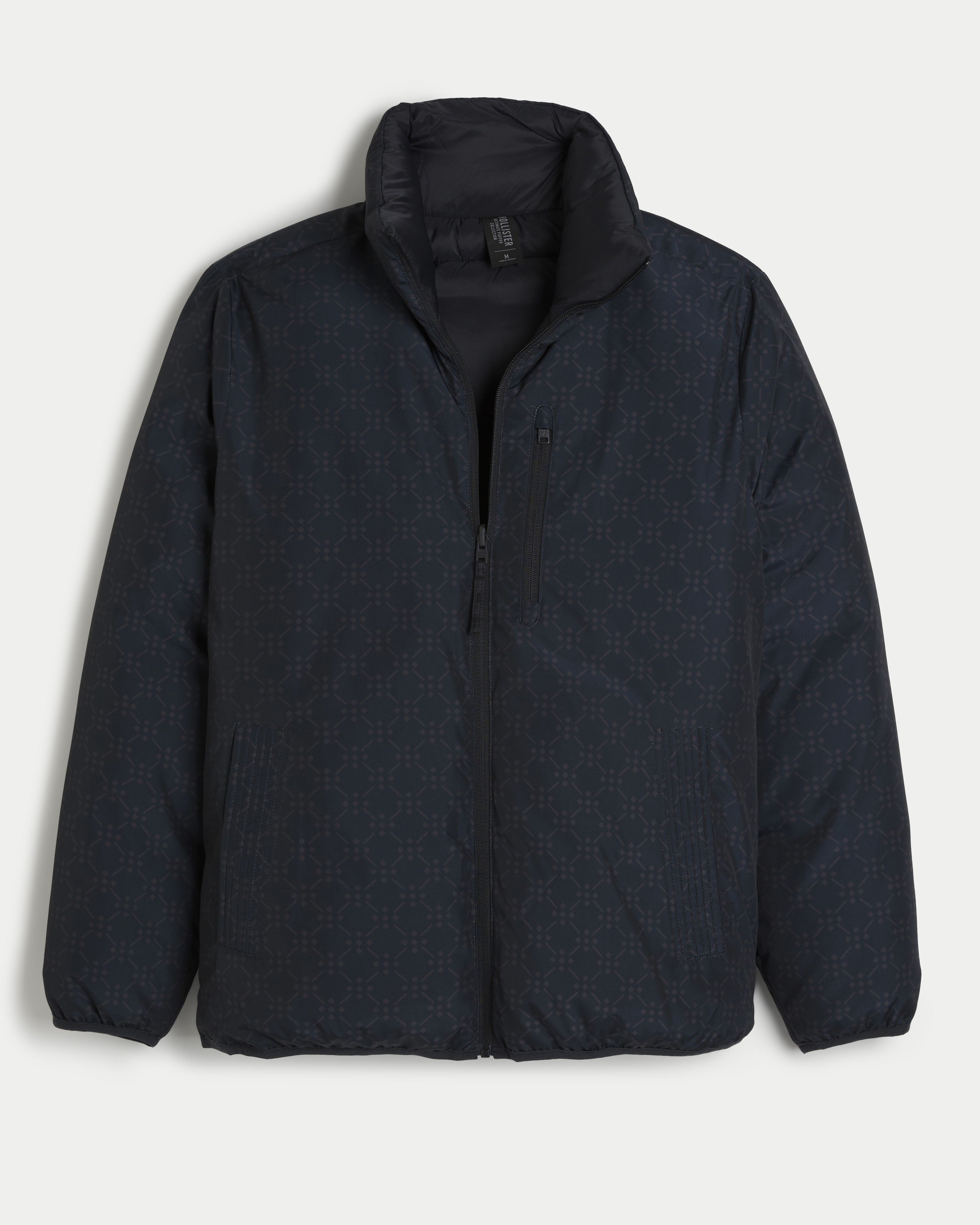 Hollister mockneck lightweight puffer jacket in navy