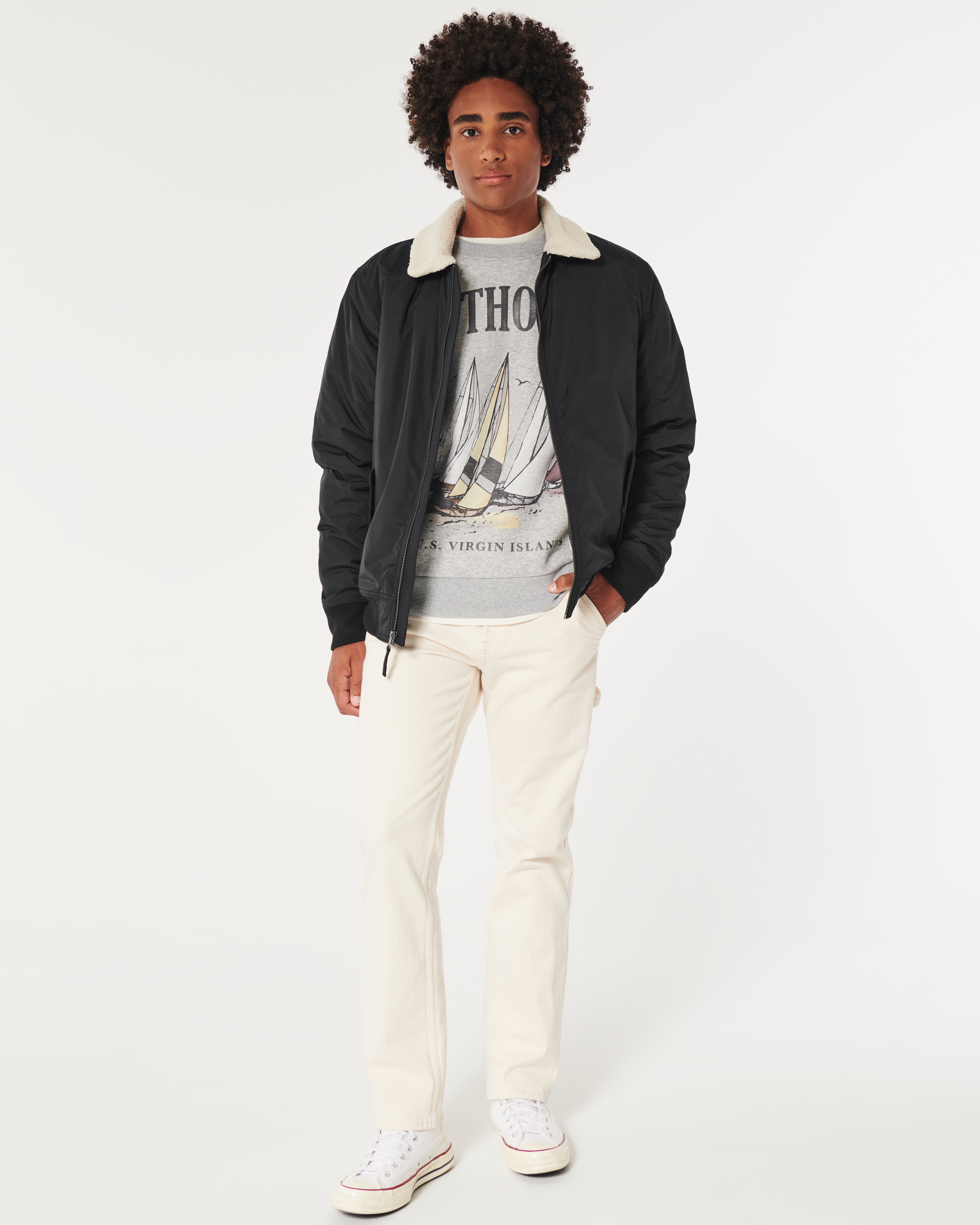 Hollister sherpa lined bomber 2024 jacket