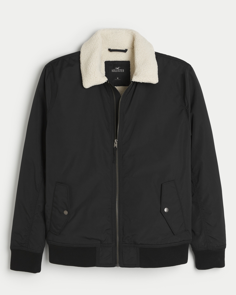 Men's Faux Shearling-Lined Bomber Jacket