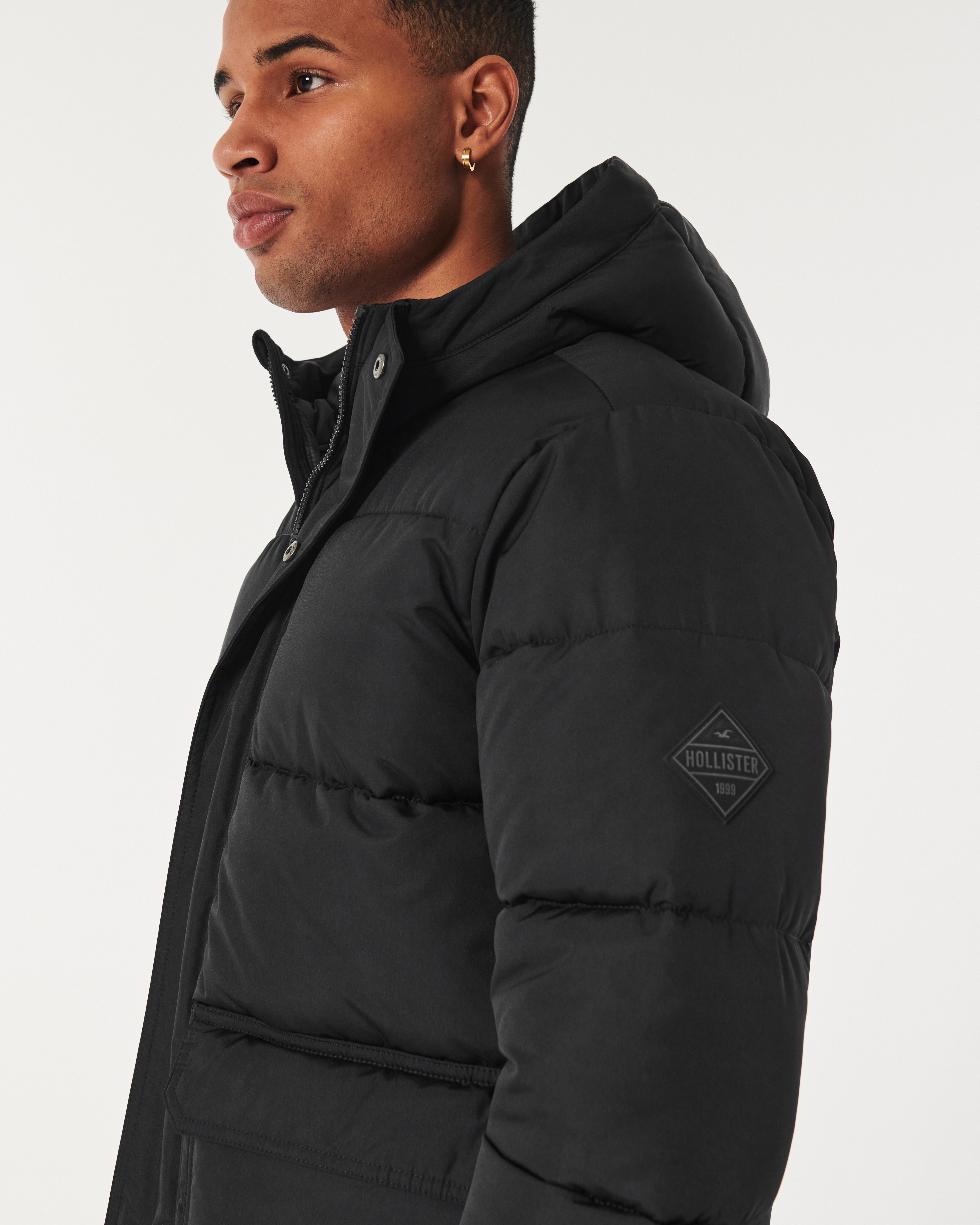 Hollister Sport Grid Puffer Jacket in Black for Men