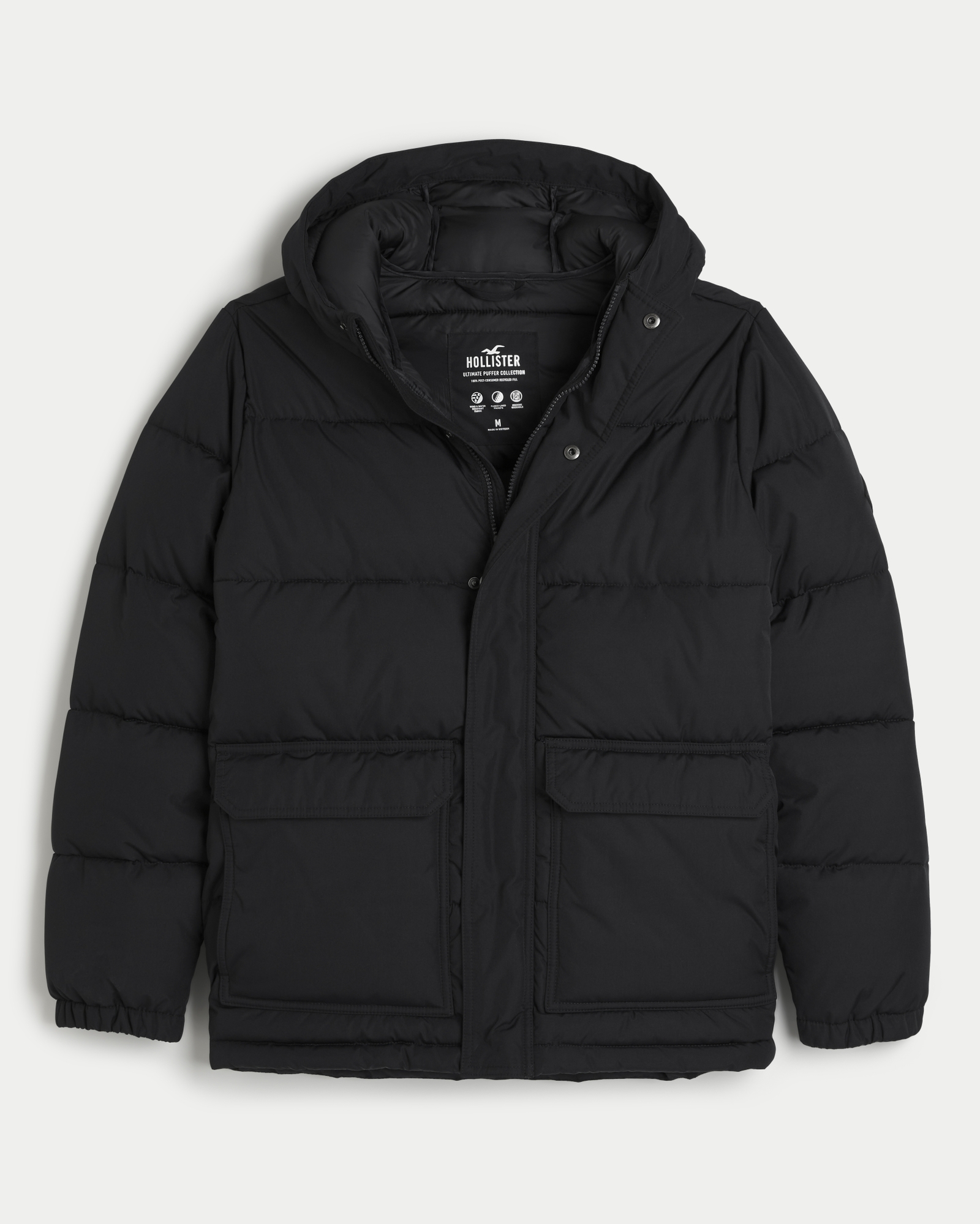 Hollister, Jackets & Coats, Near New Hollister Black Puffer Jacket