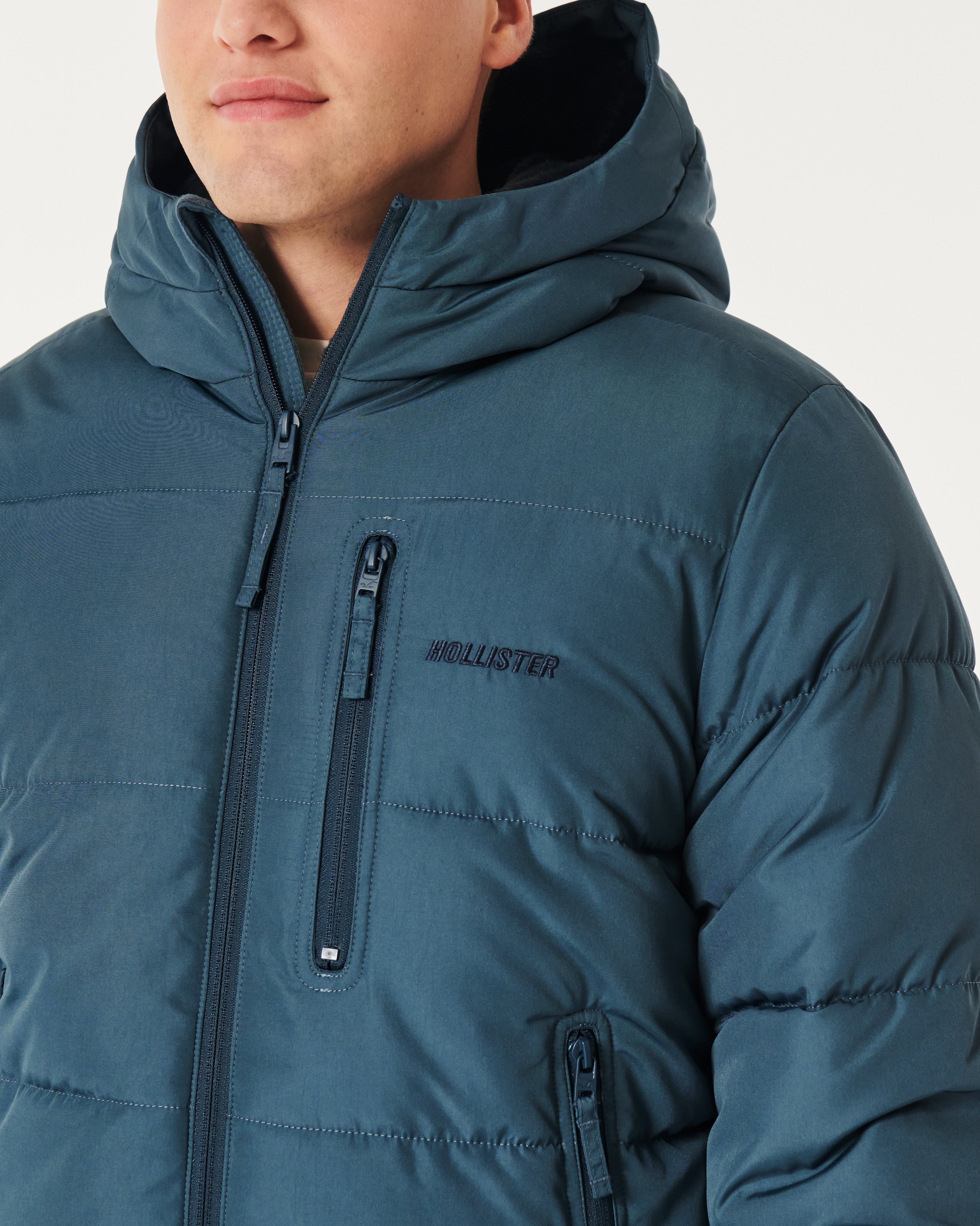 Sherpa lined puffer parka on sale hollister