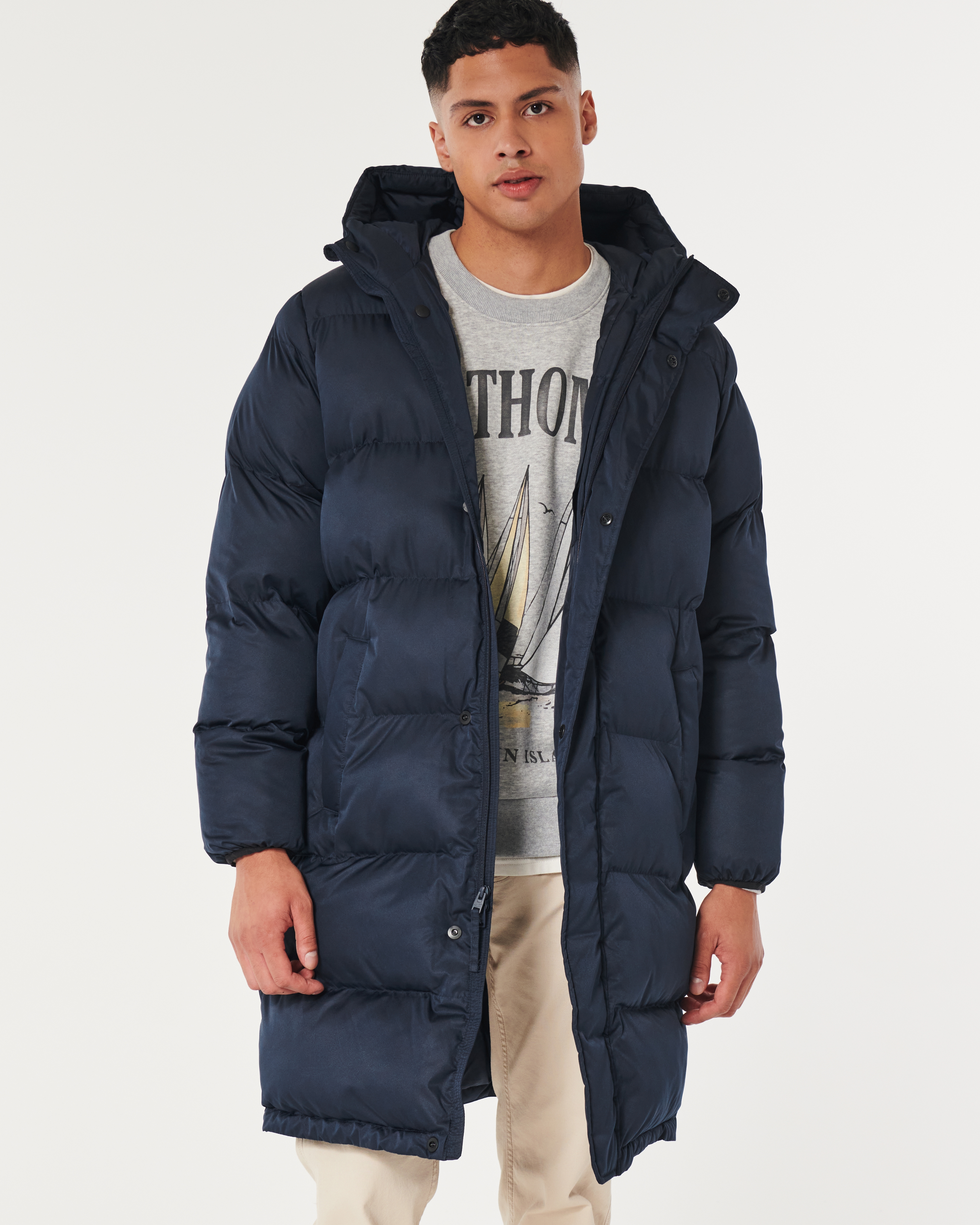 Longline puffer cheap jacket mens