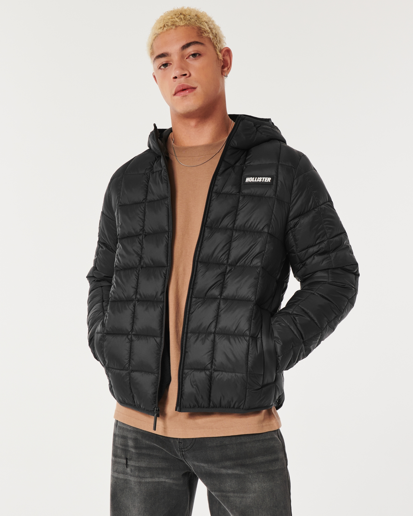 Black hollister size small Sherpa Lined / fleece puffer jacket bargain RRP  £90