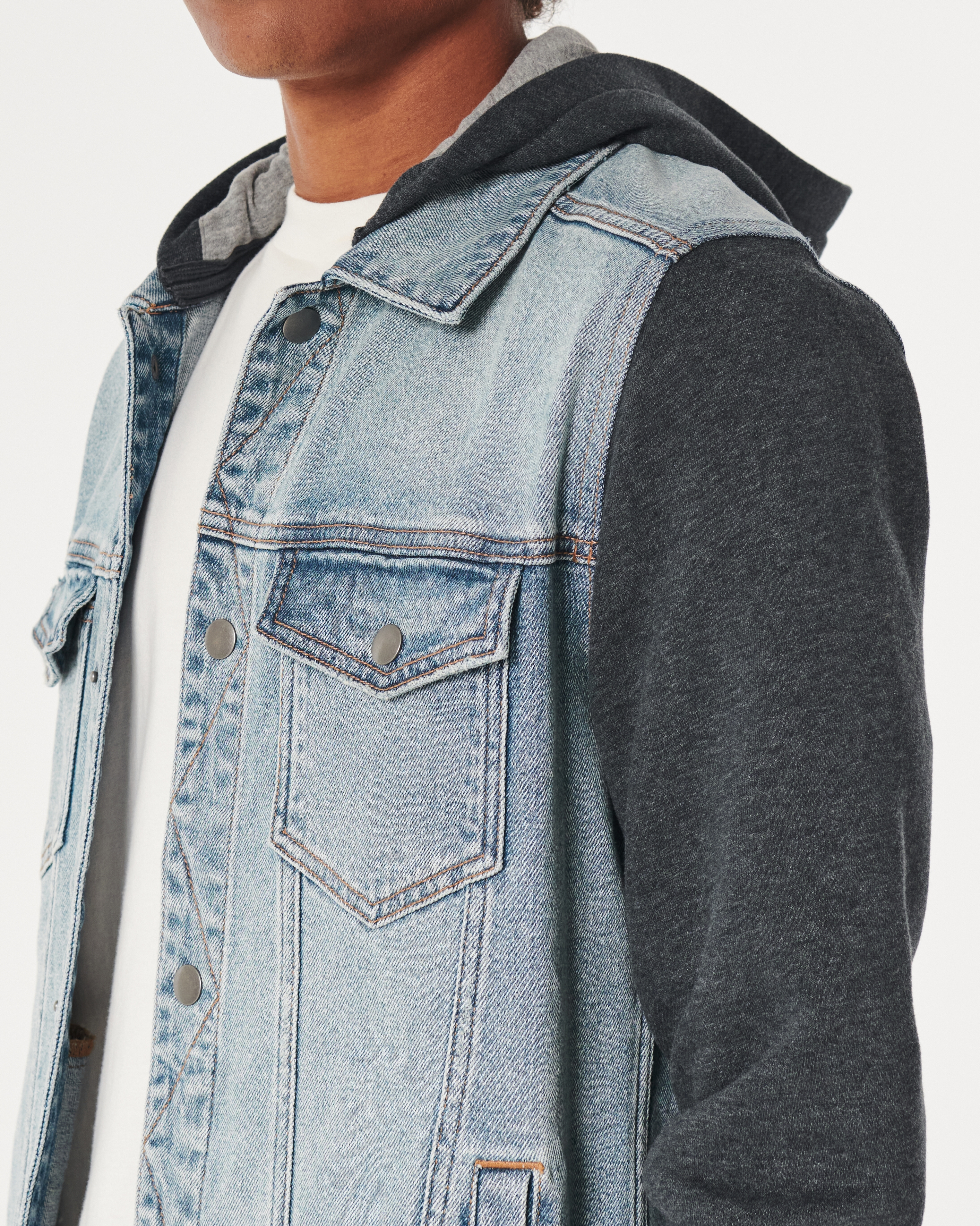 Hollister denim deals hoodie jacket men's