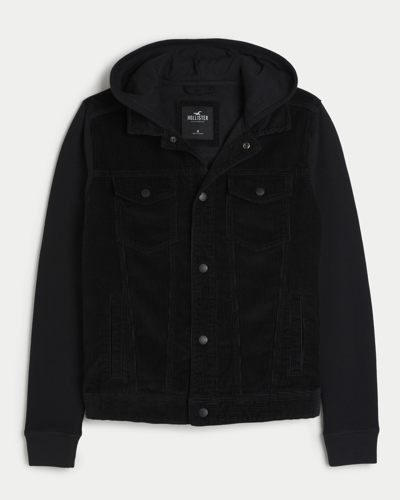 Stretch hooded denim jacket hot sale hollister