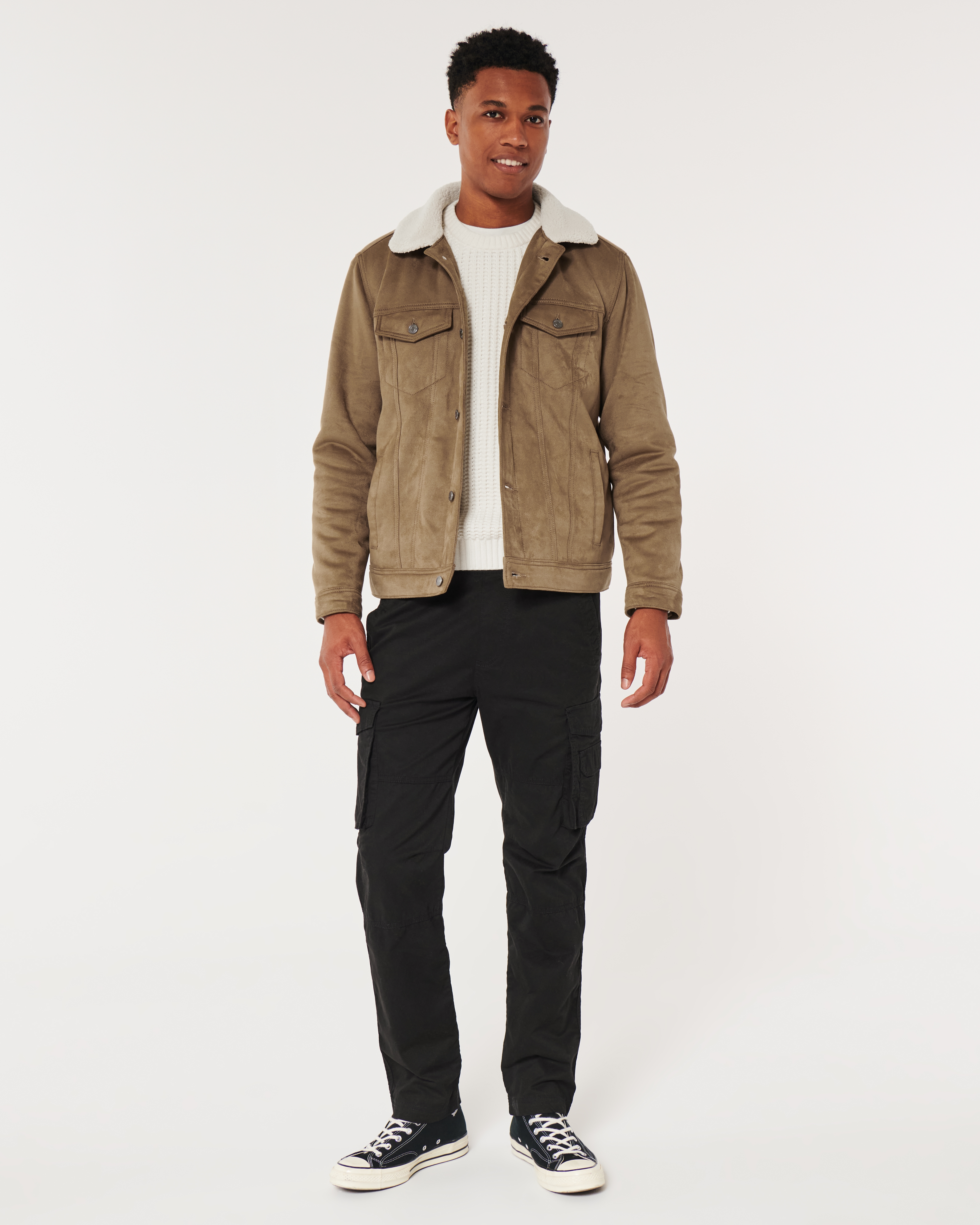 Faux suede hot sale trucker jacket