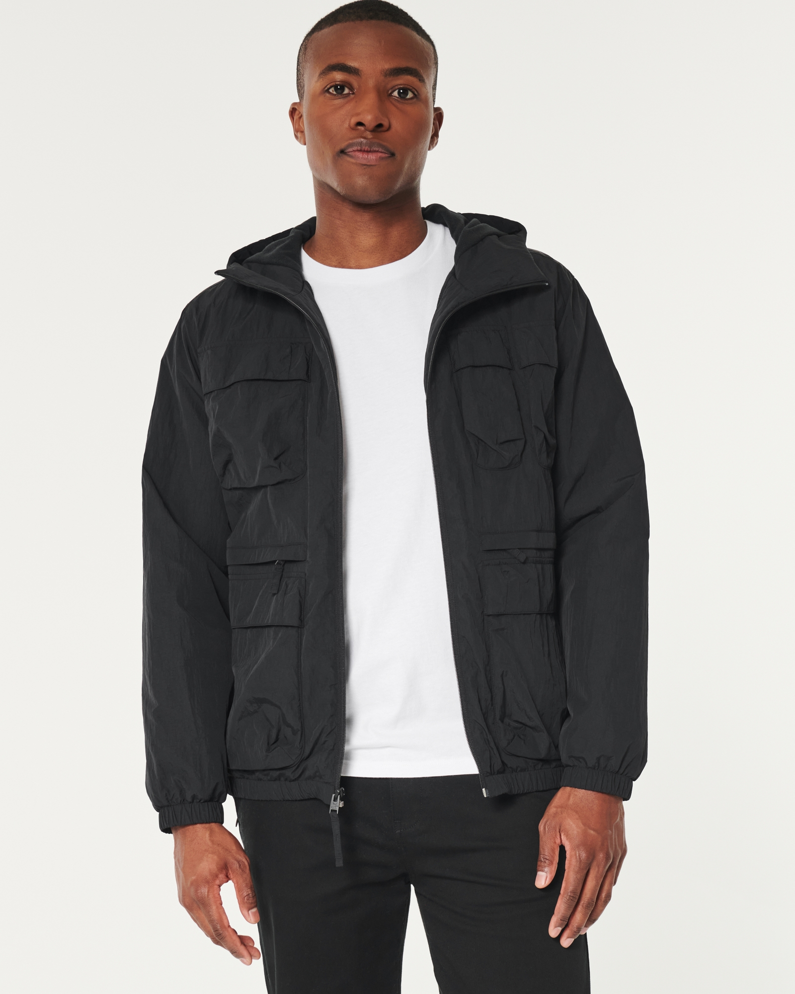 Jackets & Coats  Hollister Co. Mens Faux Fur-Lined All-Weather Sport  Hoodie Black · AmrWadeaArt