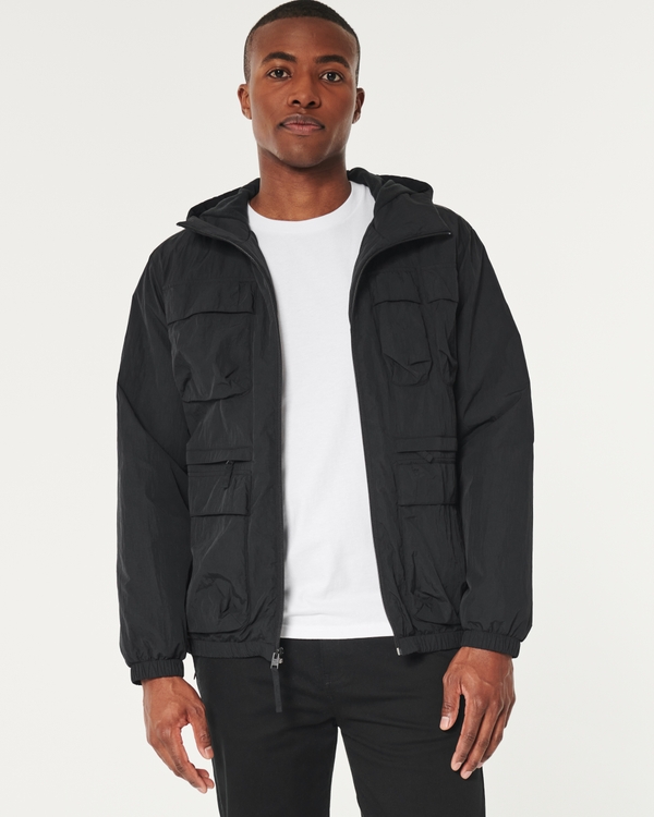 Fleece-Lined All-Weather Hoodie Jacket, Black