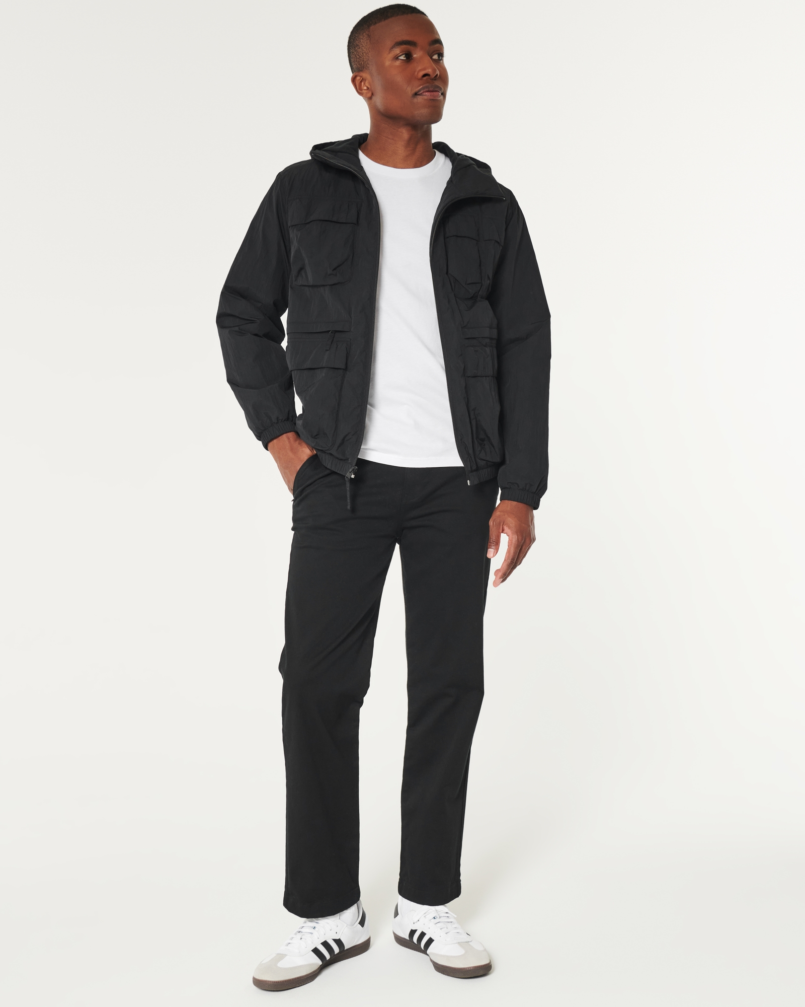 Men's Hollister California All Weather Black Fleece Lined Hooded Jacket Sz  XL
