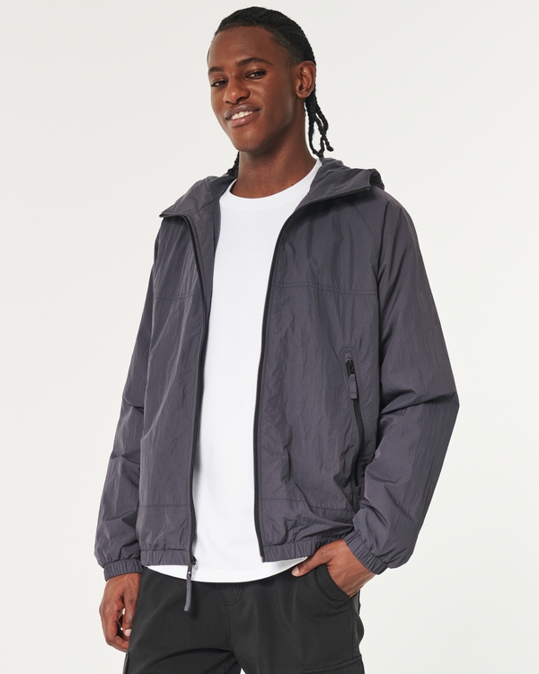 Fleece-Lined All-Weather Zip-Up Jacket, Dark Grey