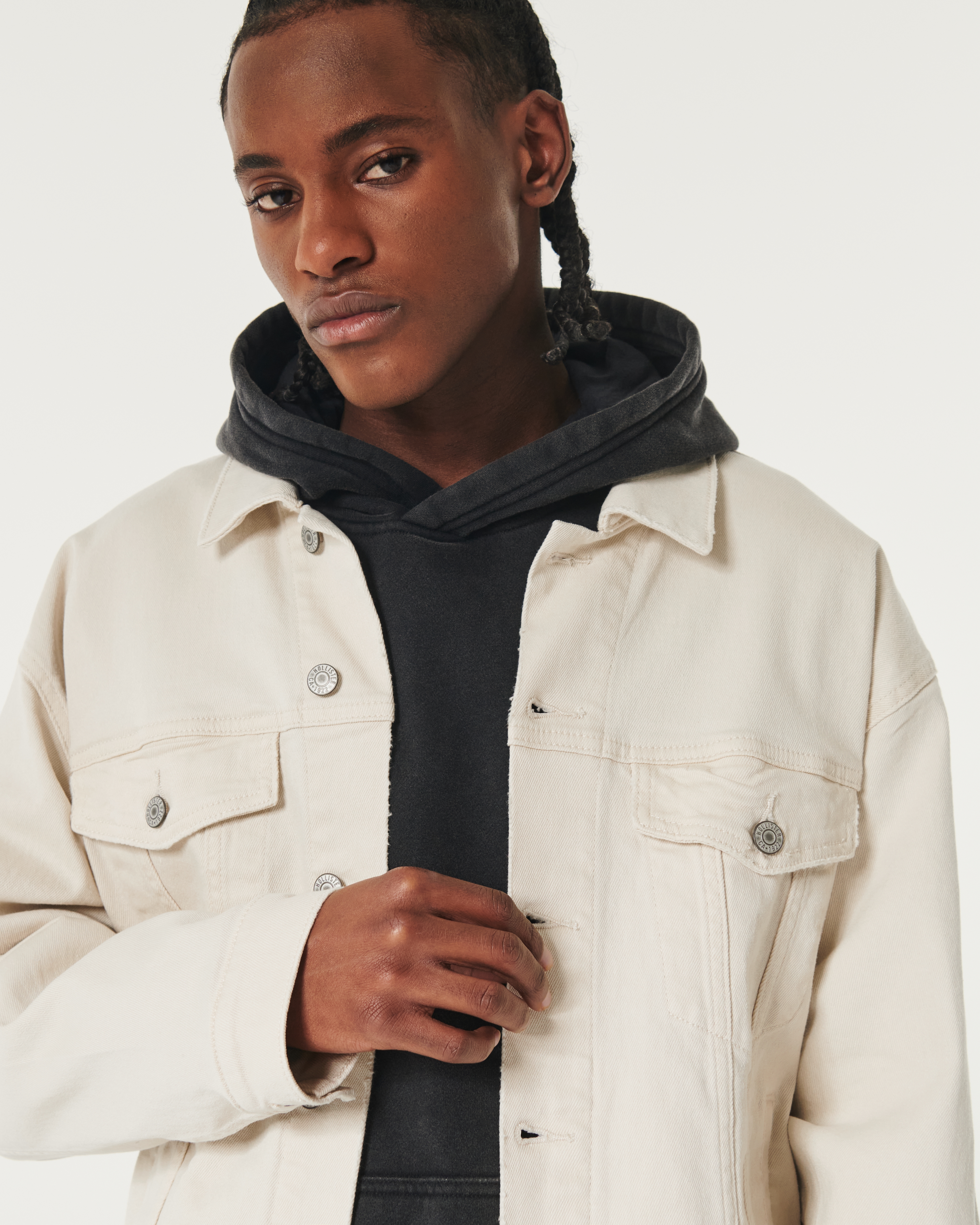 Hollister mens denim jacket best sale