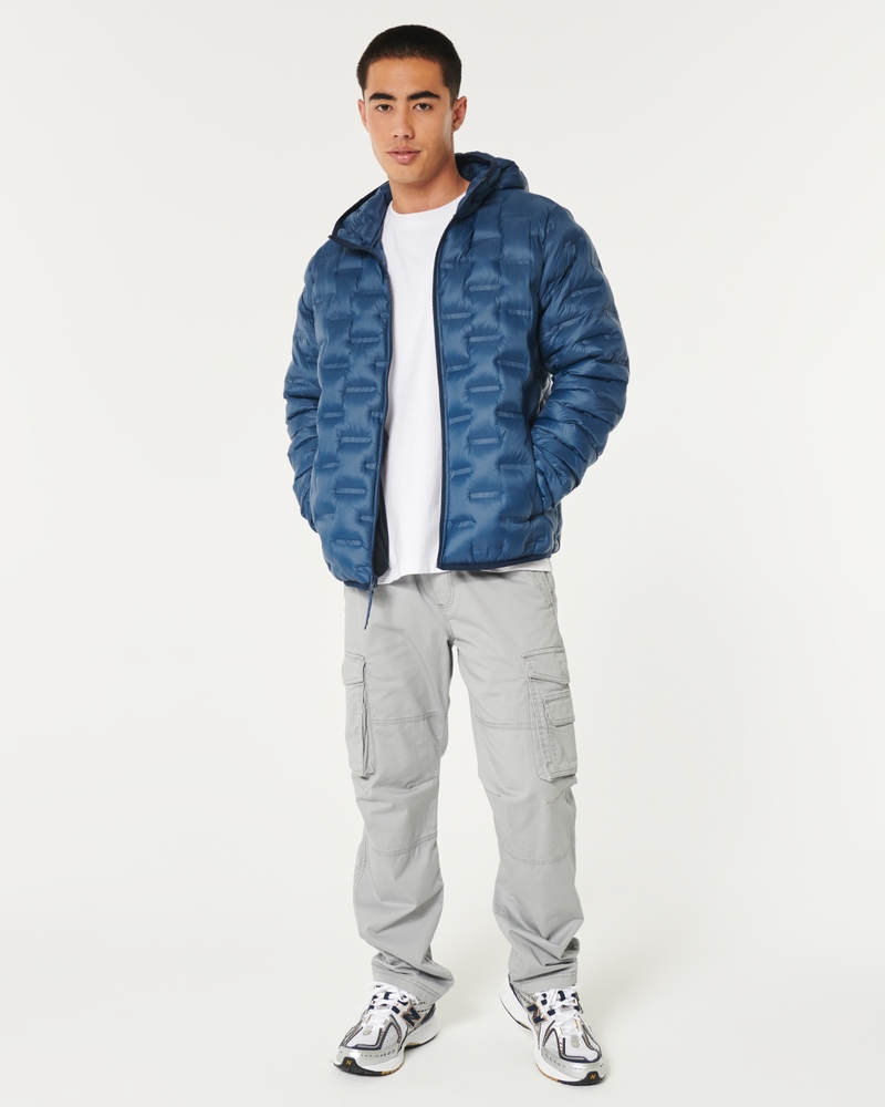 Men's Zip-Up Hooded Puffer Jacket, Men's Clearance