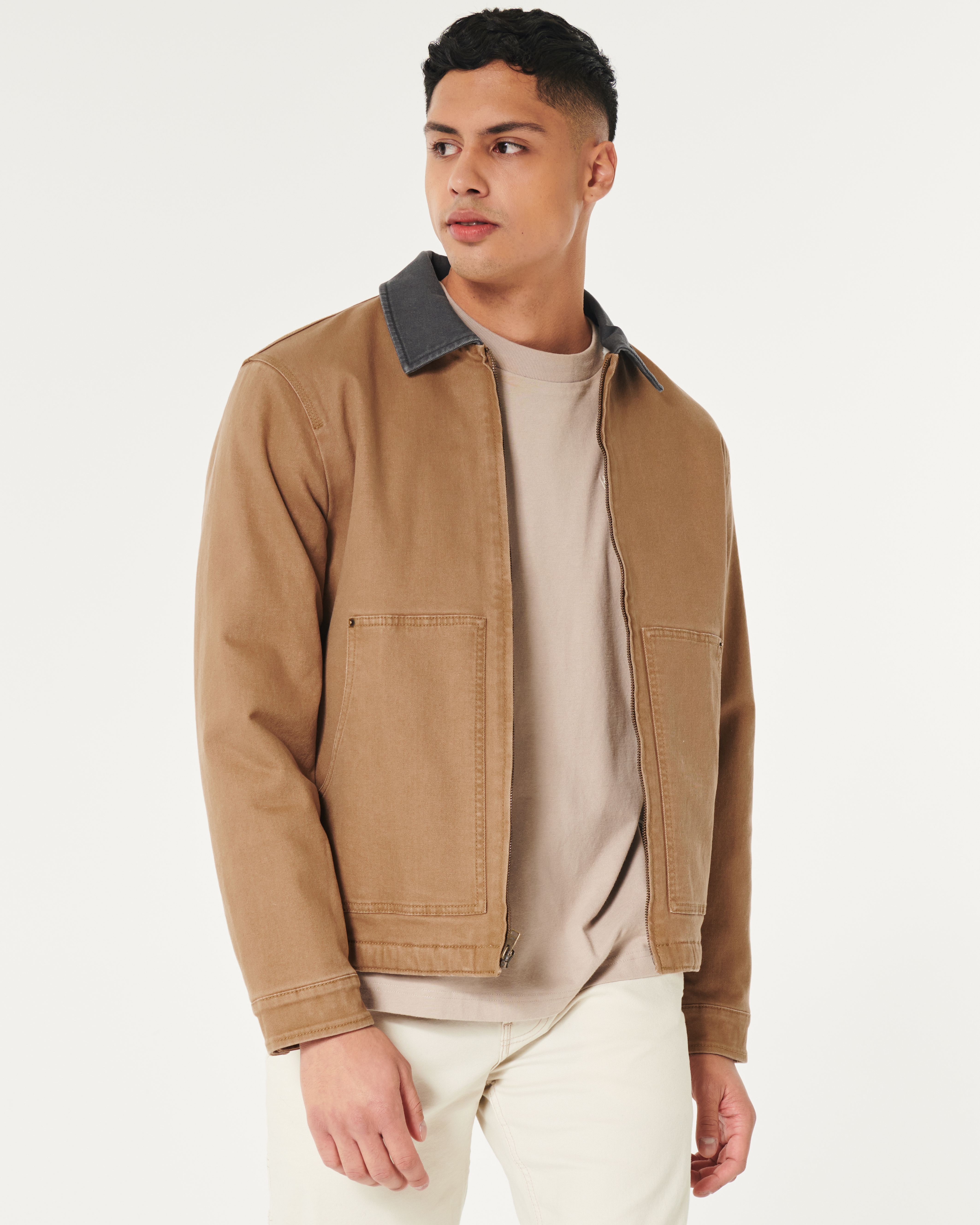 Faux Shearling-Lined Workwear Jacket