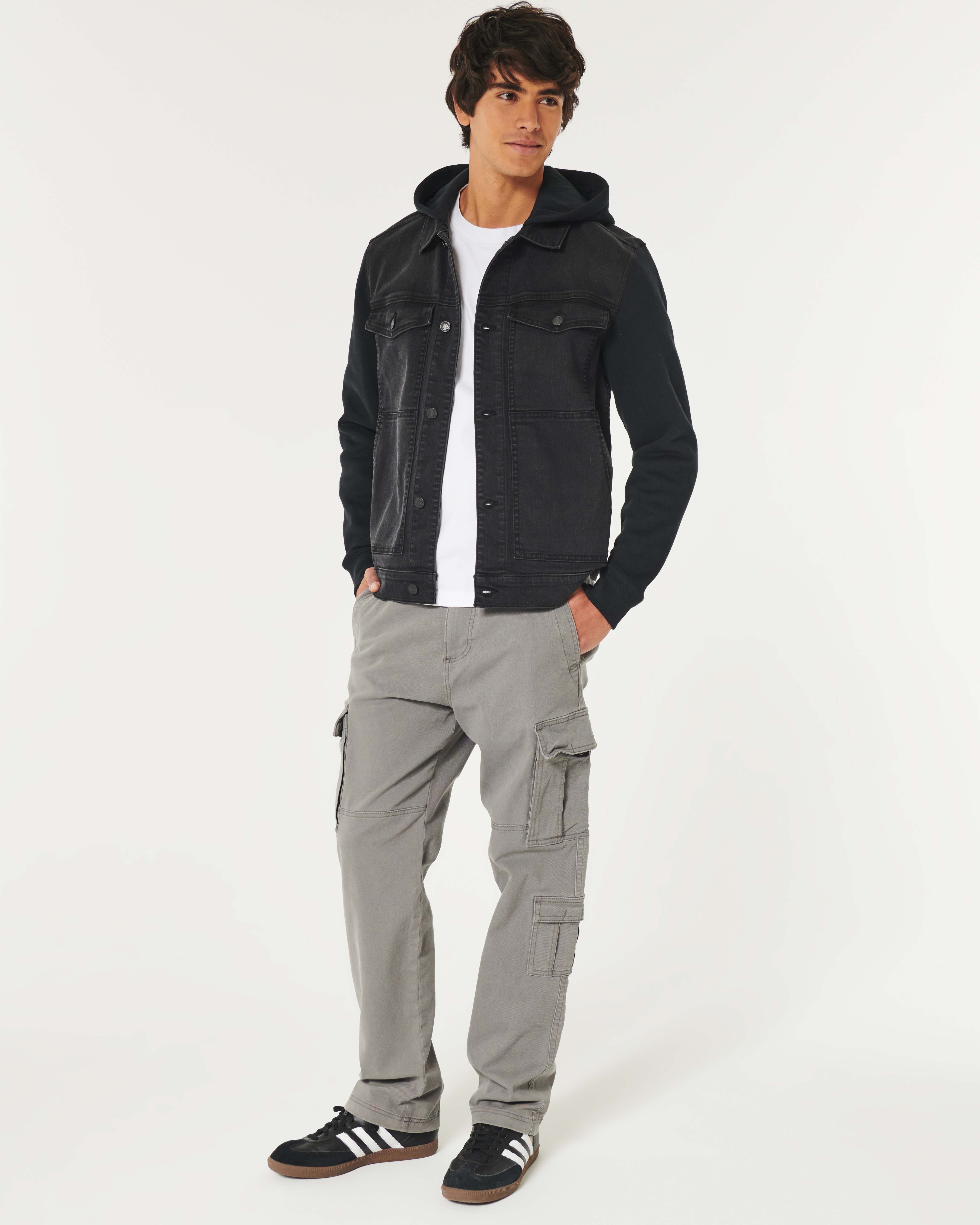 Hollister black denim jacket mens best sale