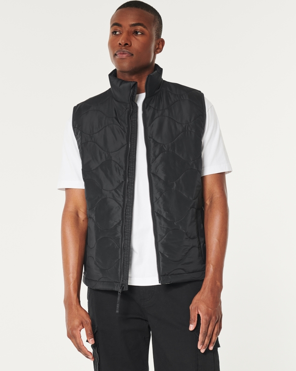 Onion-Quilted Puffer Vest, Black