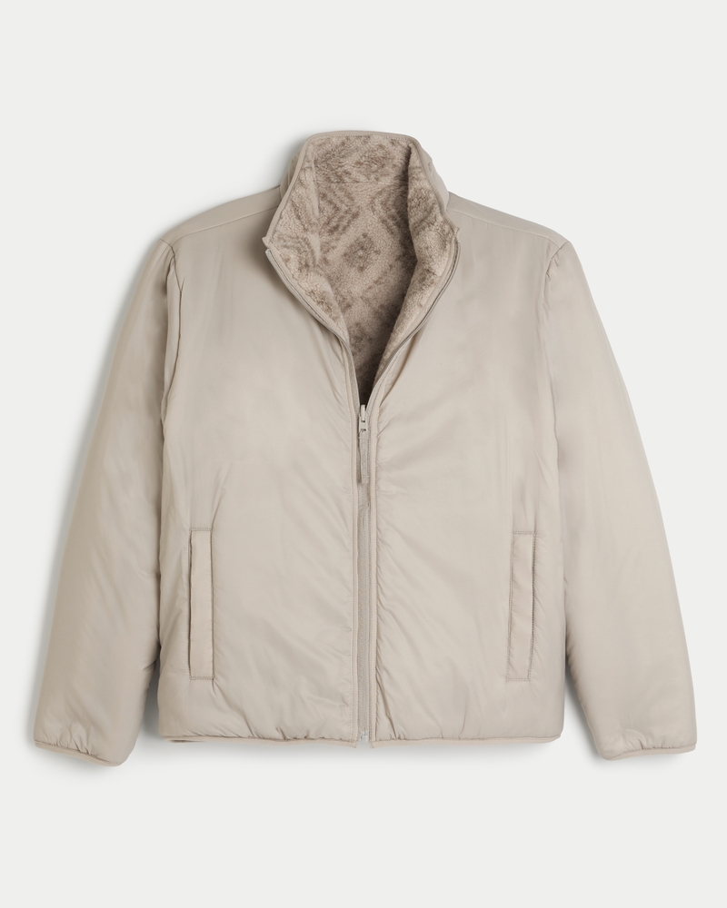 Men s Reversible Faux Shearling Puffer Jacket Men s Clearance HollisterCo