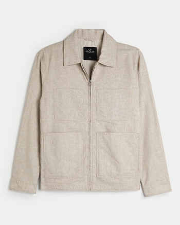 Men s Linen Blend Chore Jacket Men s Clearance HollisterCo
