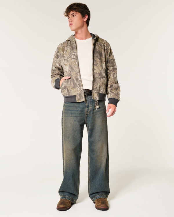 Hooded Camo Zip-Up Jacket