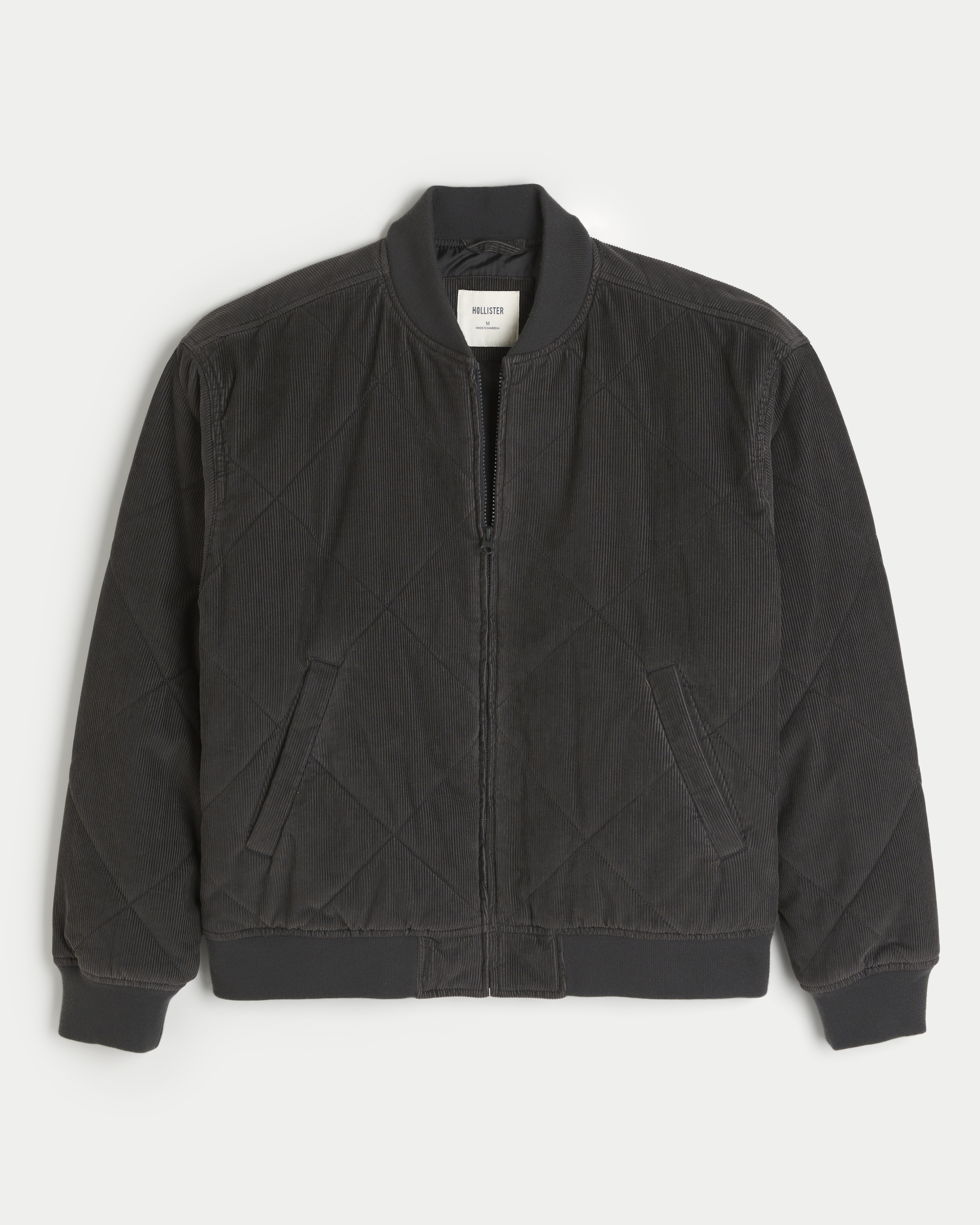 Men s Corduroy Bomber Jacket in Faded Black Size M from Hollister