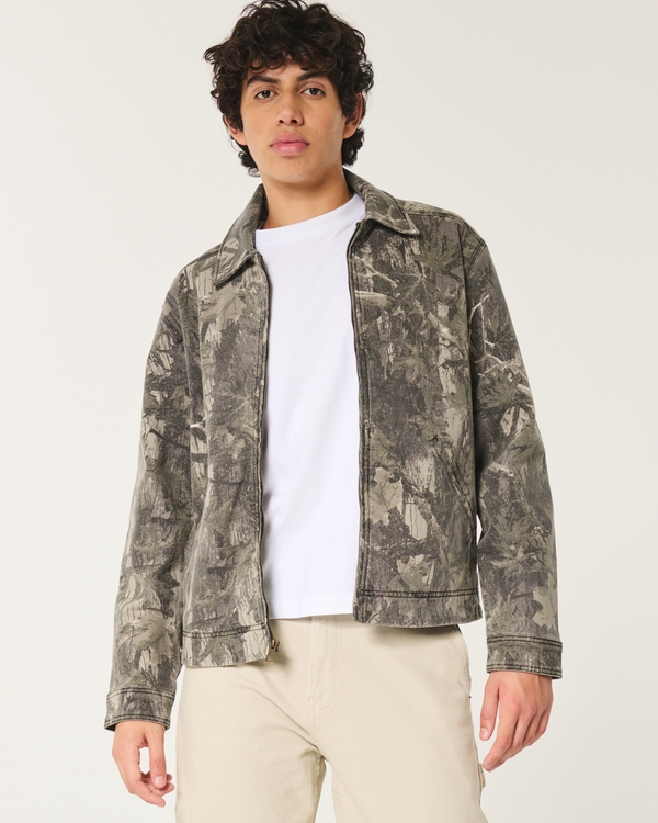 Zip-Up Camo Workwear Jacket, Brown Camo