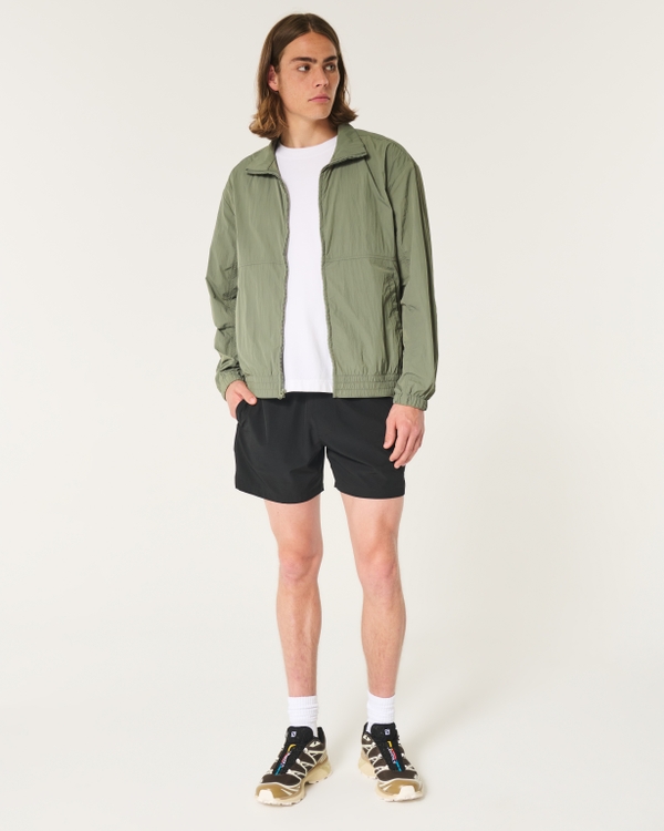 Zip-Up Nylon Jacket, Olive view 2